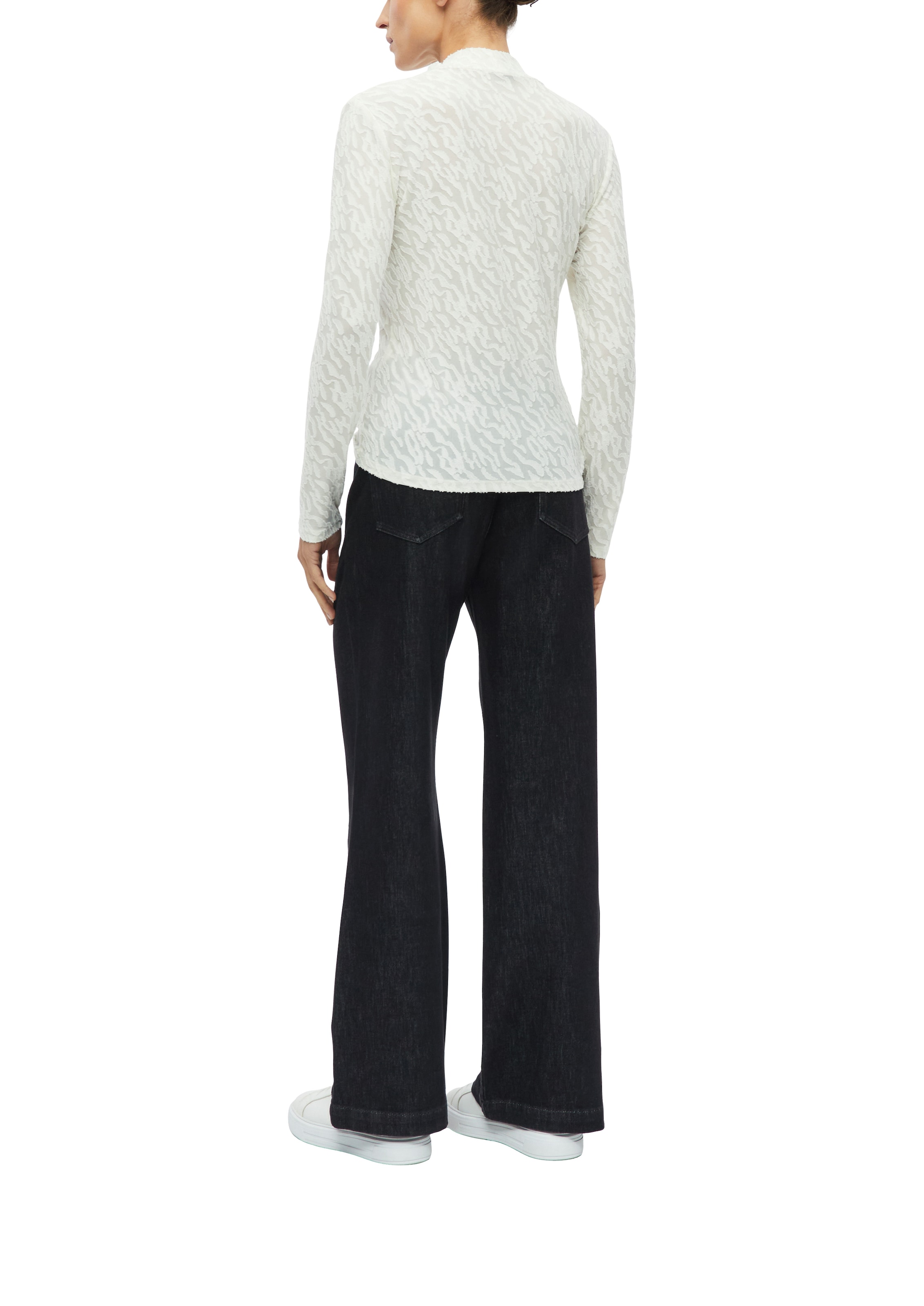 s.Oliver BLACK LABEL Langarmshirt mit Struktur-Muster und Stehkragen
