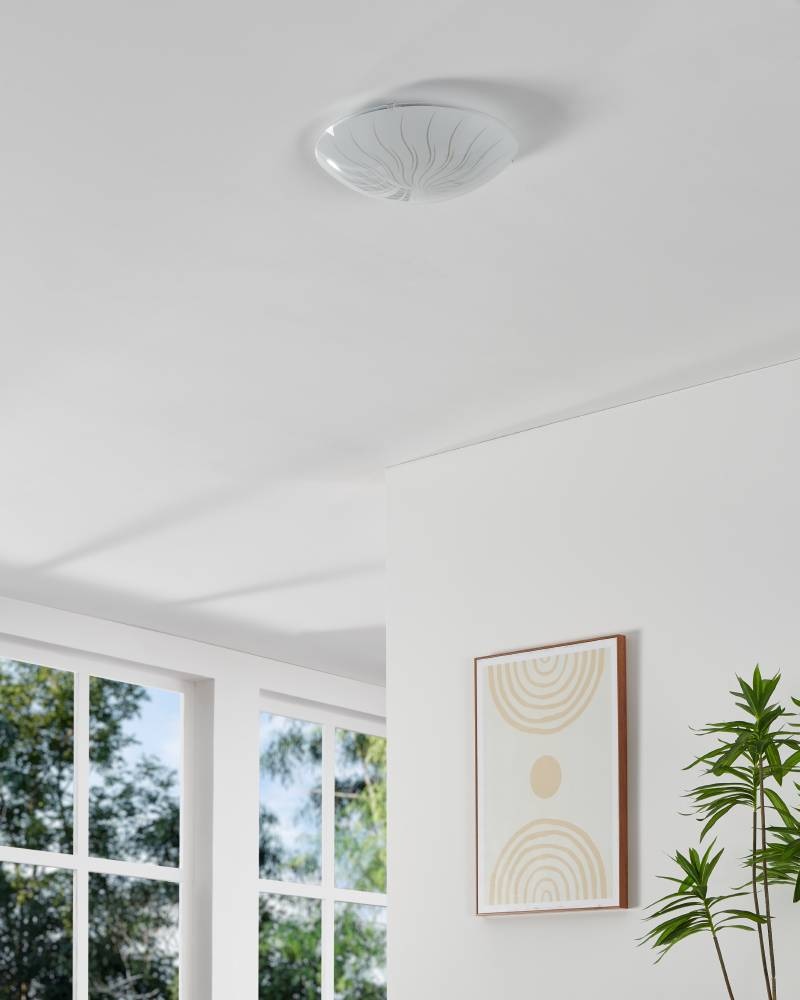 EGLO Deckenleuchte »MARGITTA 1 Deckenlampe,weiß, Granille-Kristalle, Wohnzimmerlampe«, 1 flammig, Leuchtmittel LED-Board | LED fest integriert, Wohnzimmer, Schlafzimmer, Flurlampe, modern, klassisch, 31,5x9,5cm