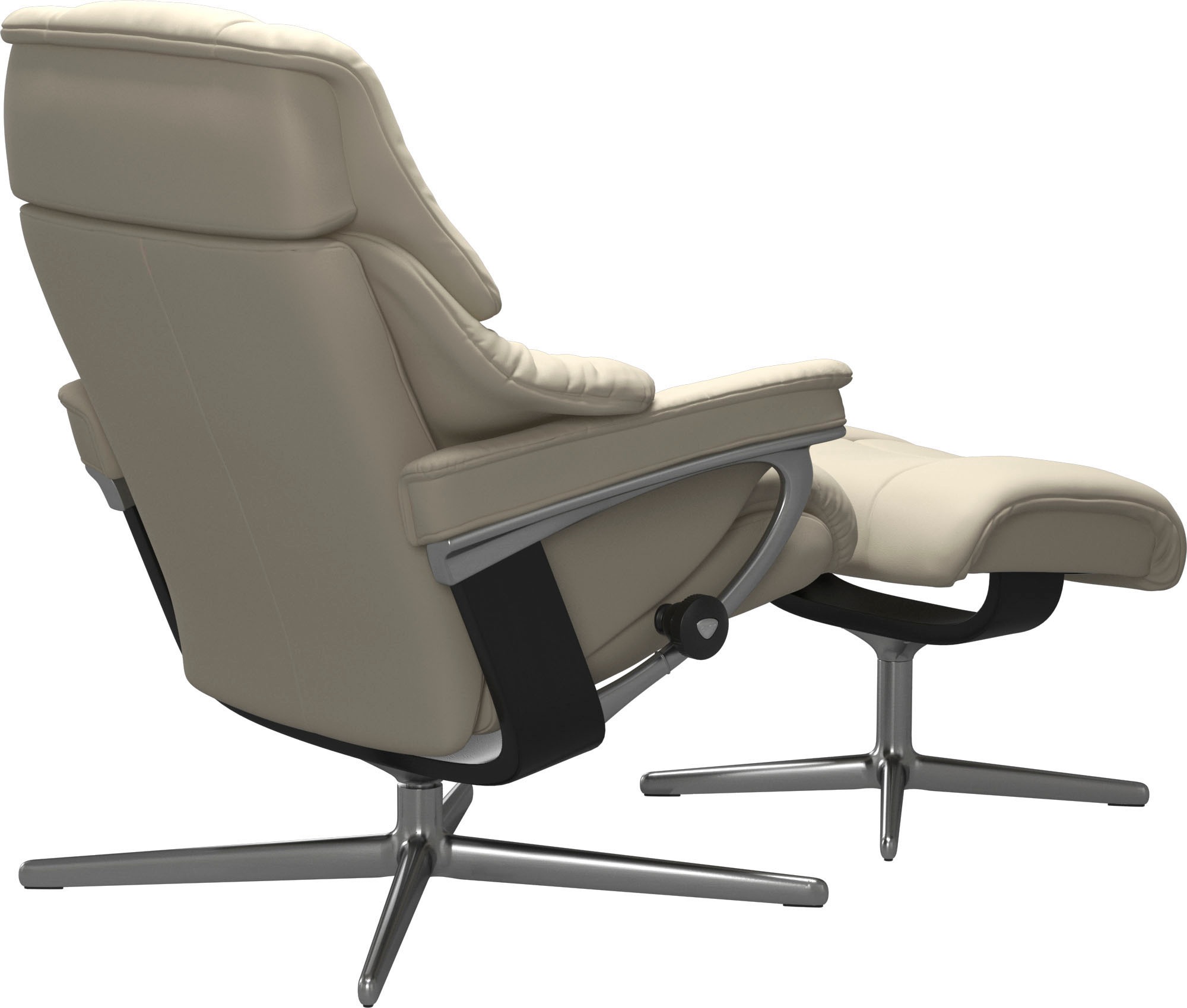 Stressless® Relaxsessel »Reno« Set, Relaxsessel mit Hocker,  mit Hocker, mit Cross Base, Größe S, M & L, Holzakzent Schwarz