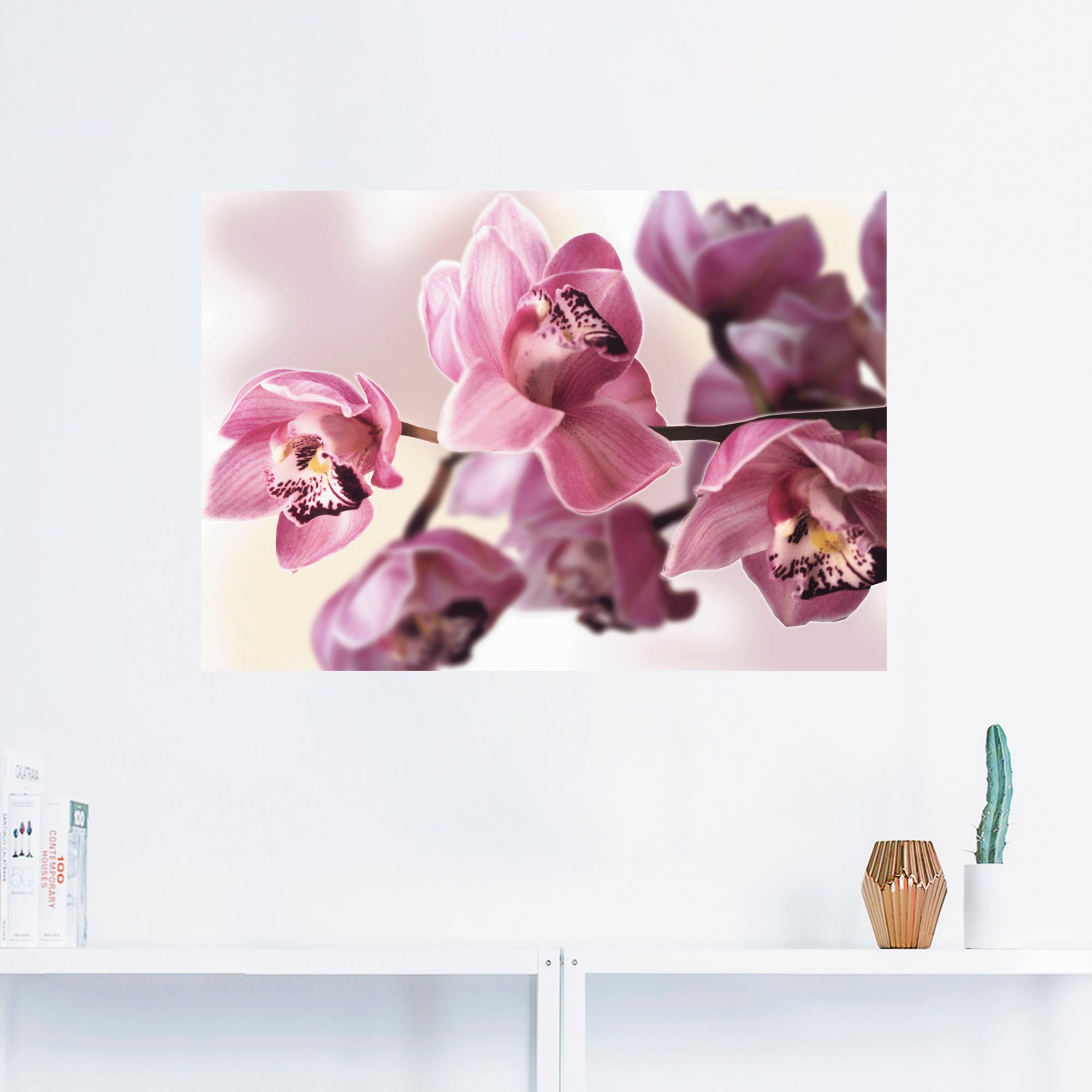 Poster (1 als versch. Wandaufkleber Wandbild St.), in Leinwandbild, bestellen Blumenbilder, Alubild, »Rosa Orchidee«, oder Artland Größen bequem