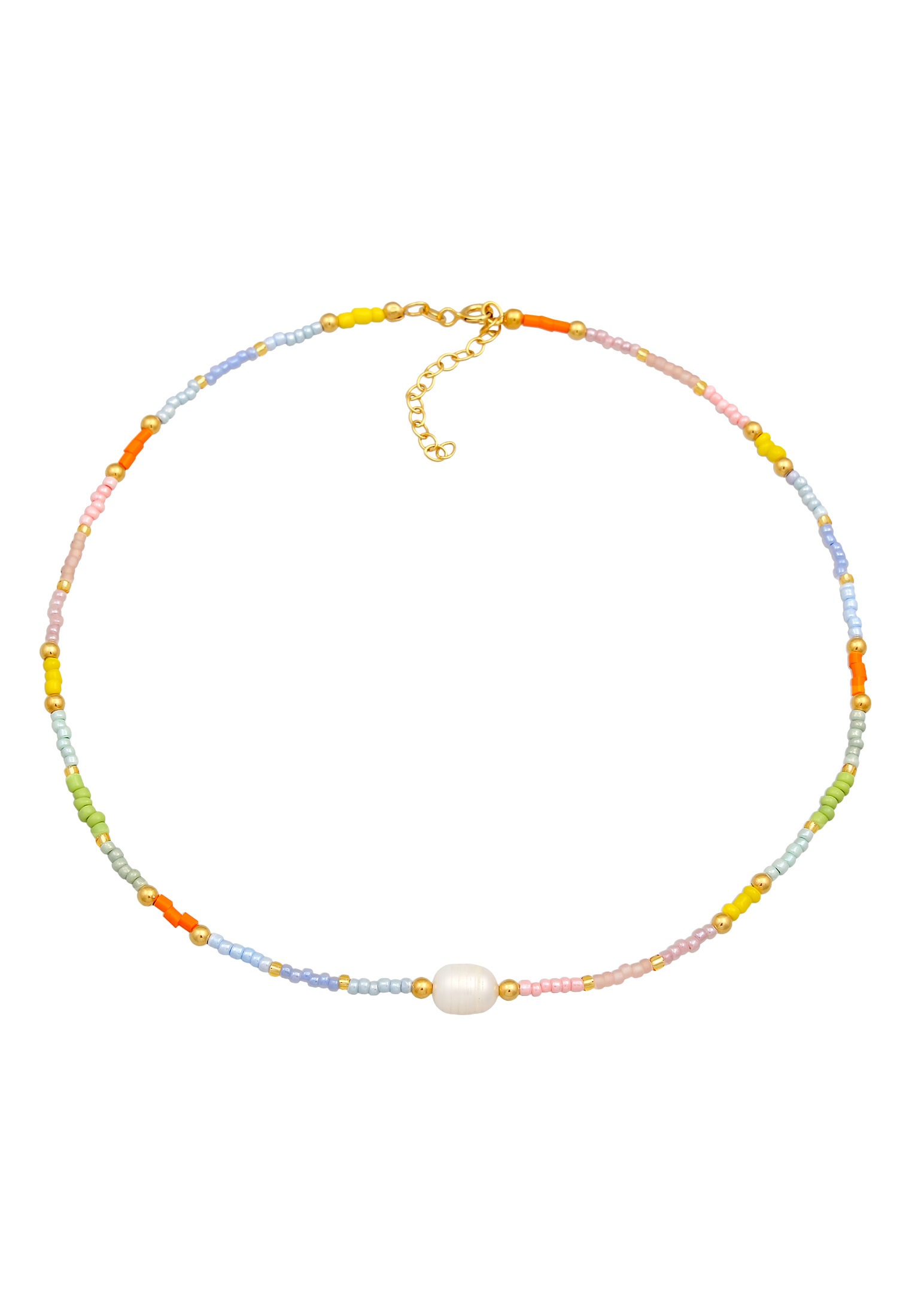 Elli Lange Kette »Halskette Choker Süßwasser-Zuchtperle Glas Beads 925 Silber«