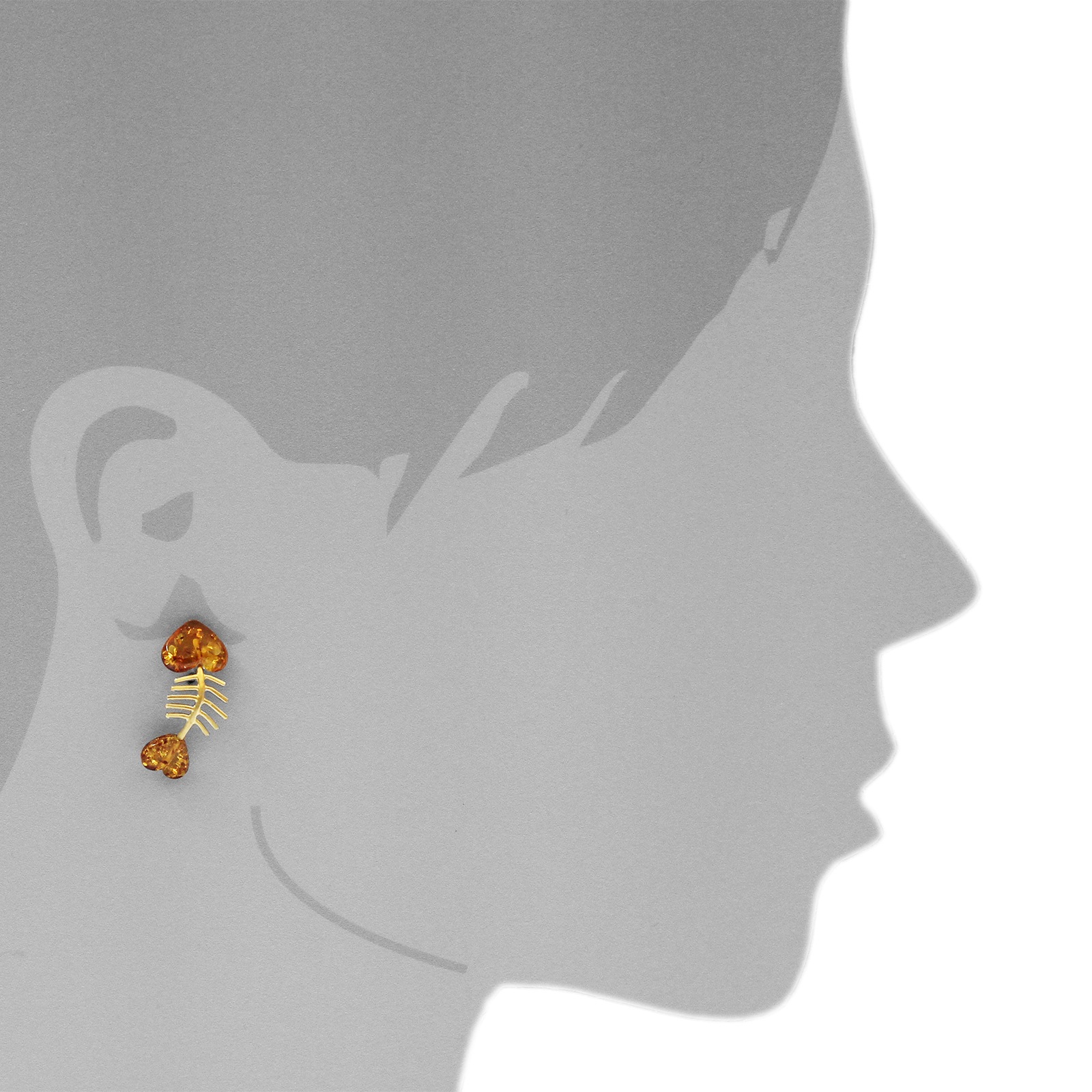 OSTSEE-SCHMUCK Paar Ohrstecker »- Fisch 30 mm - Gold 333/000 - Bernstein«