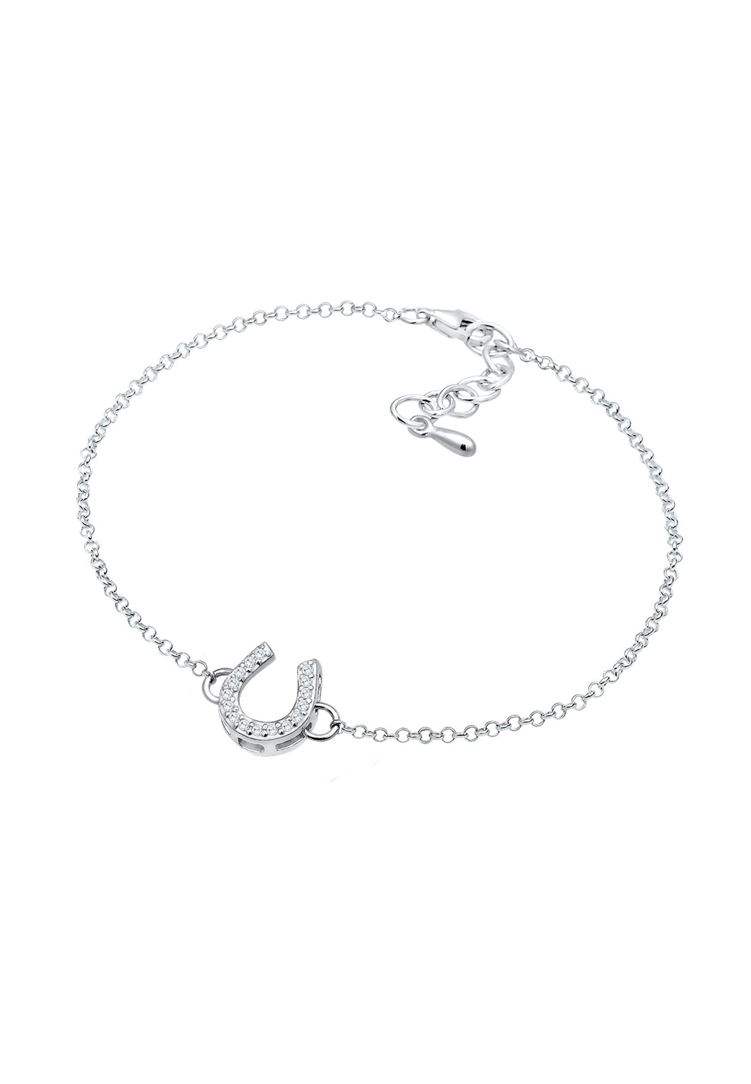 Elli Armkette »Armband Hufeisen Glücksbringer Zirkonia Steine 925 Silber«