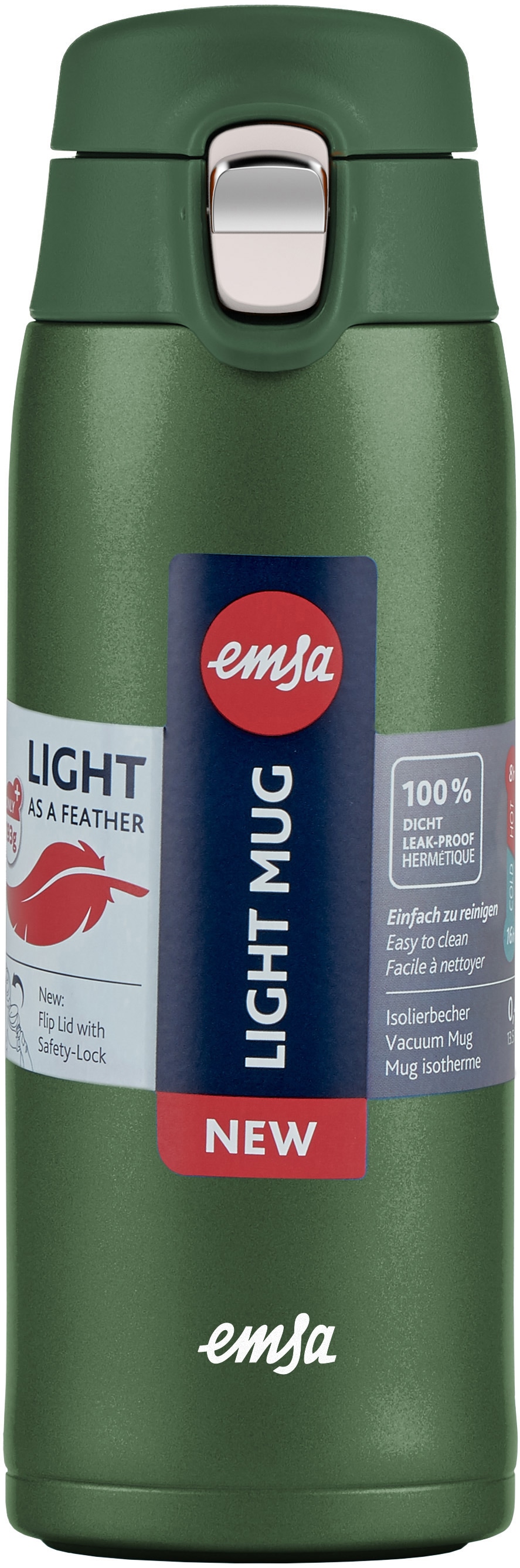 Emsa Thermobecher »Travel Mug Light«, 0,4L, leicht, Edelstahl, Klappverschluss, 100% dicht, 8h heiß/16h kalt
