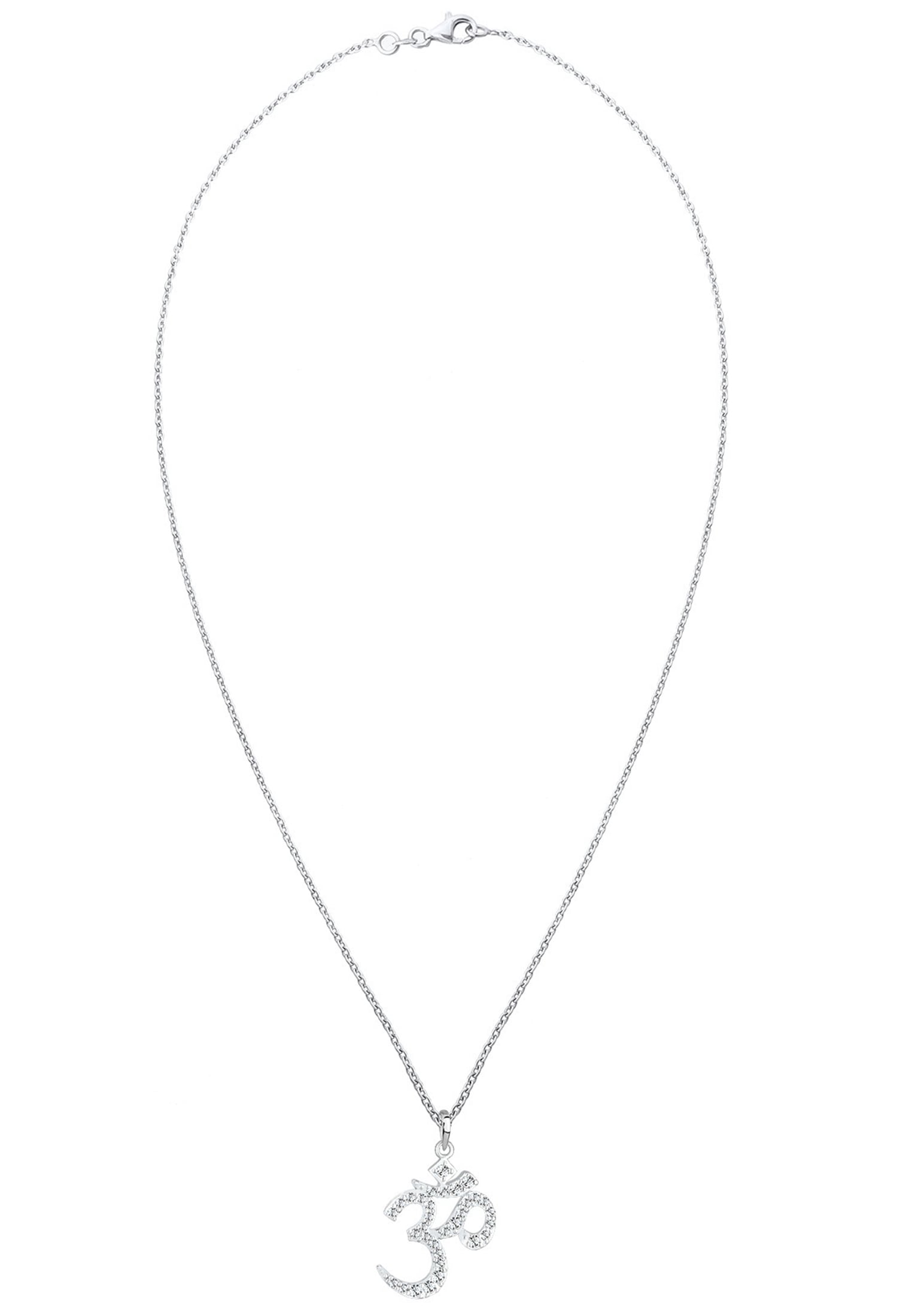 Elli Silberkette »Halskette Om Schriftzeichen Glas Kristalle Weiß 925 Sterling Silber«