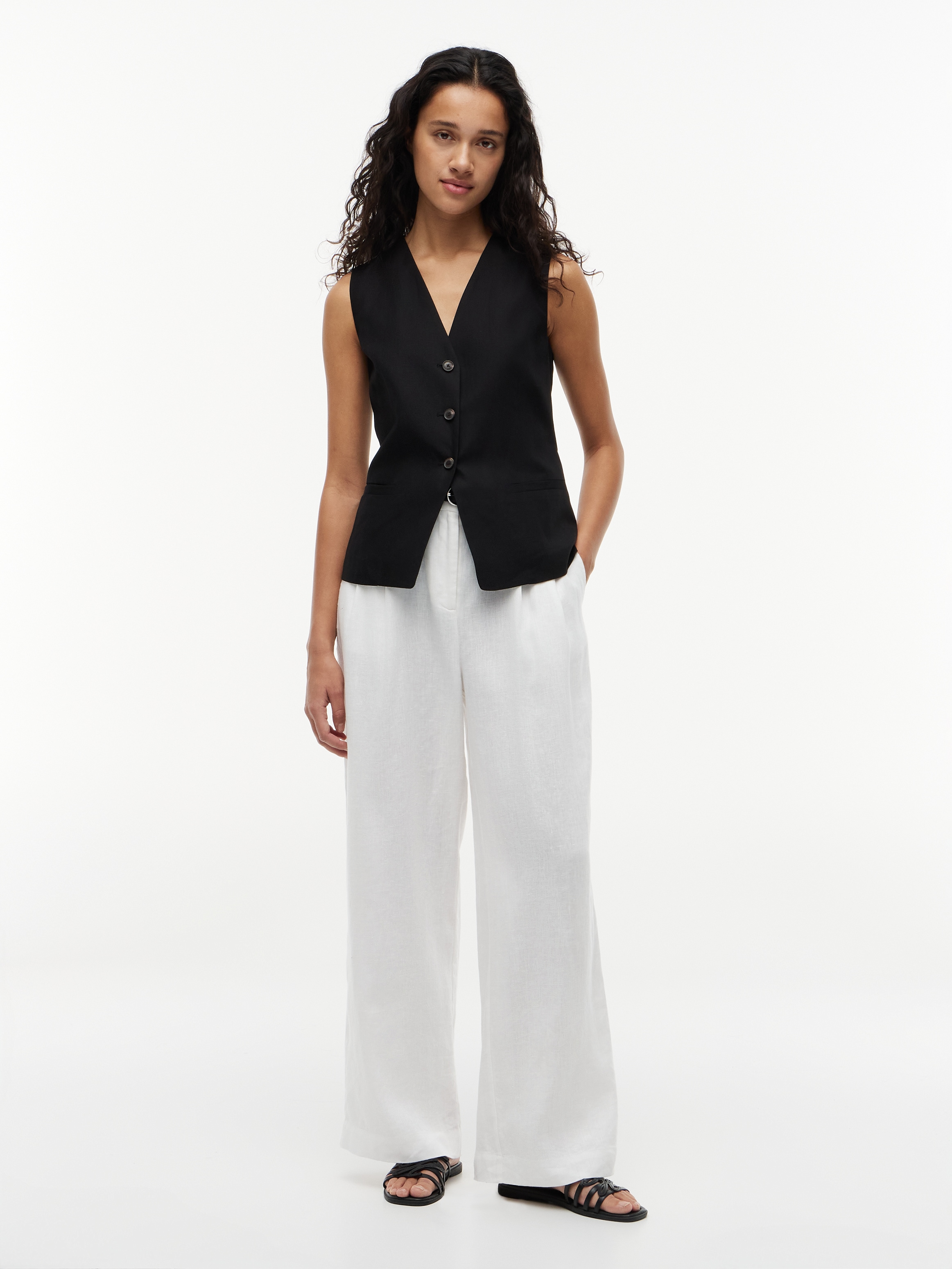 Tommy Hilfiger Anzugweste »SUMMER LYOCELL LONG WAISTCOAT« Materialmix mit Leinen