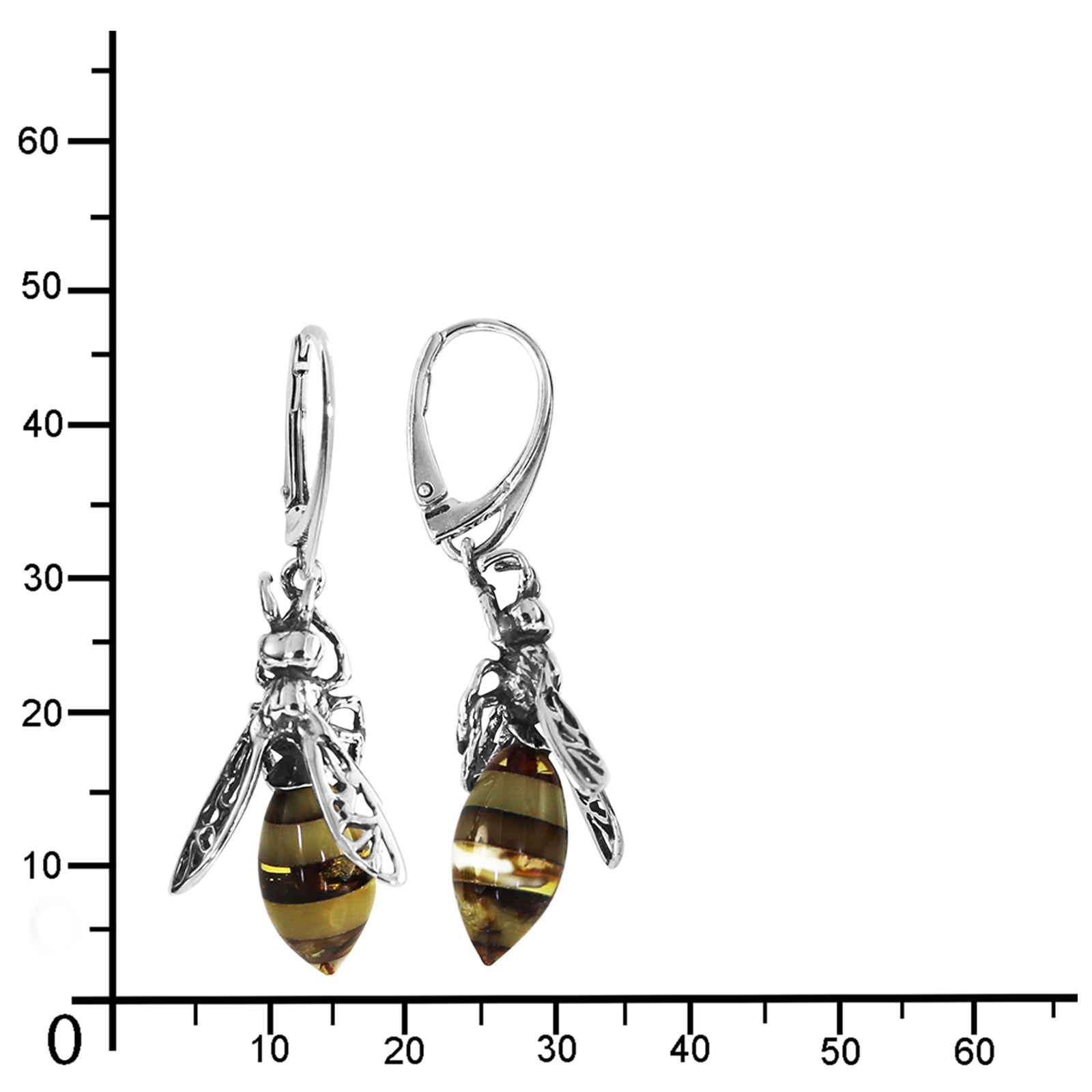 OSTSEE-SCHMUCK Paar Ohrhänger »- Wespe 28 mm - Silber 925/000 - Bernstein«