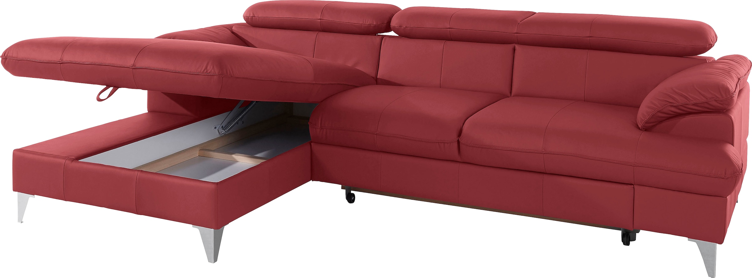 COTTA Polstergarnitur »Caluso L-Form«, (2 tlg.), Set bestehend aus: Ecksofa mit Kopfteilverstellung & Hocker