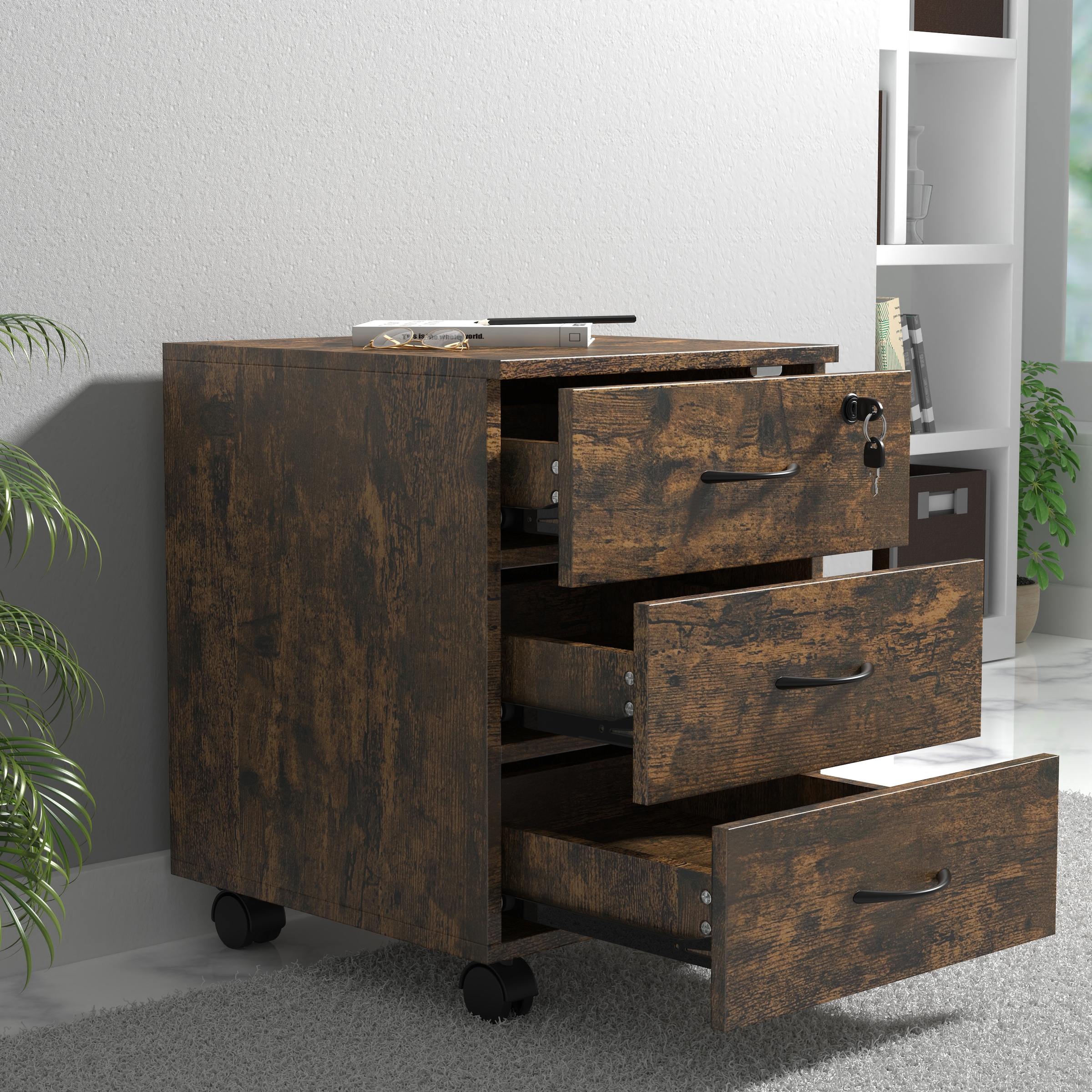 VCM Container »Holz Rollcontainer Büromöbel 3 Schubladen Baula L«