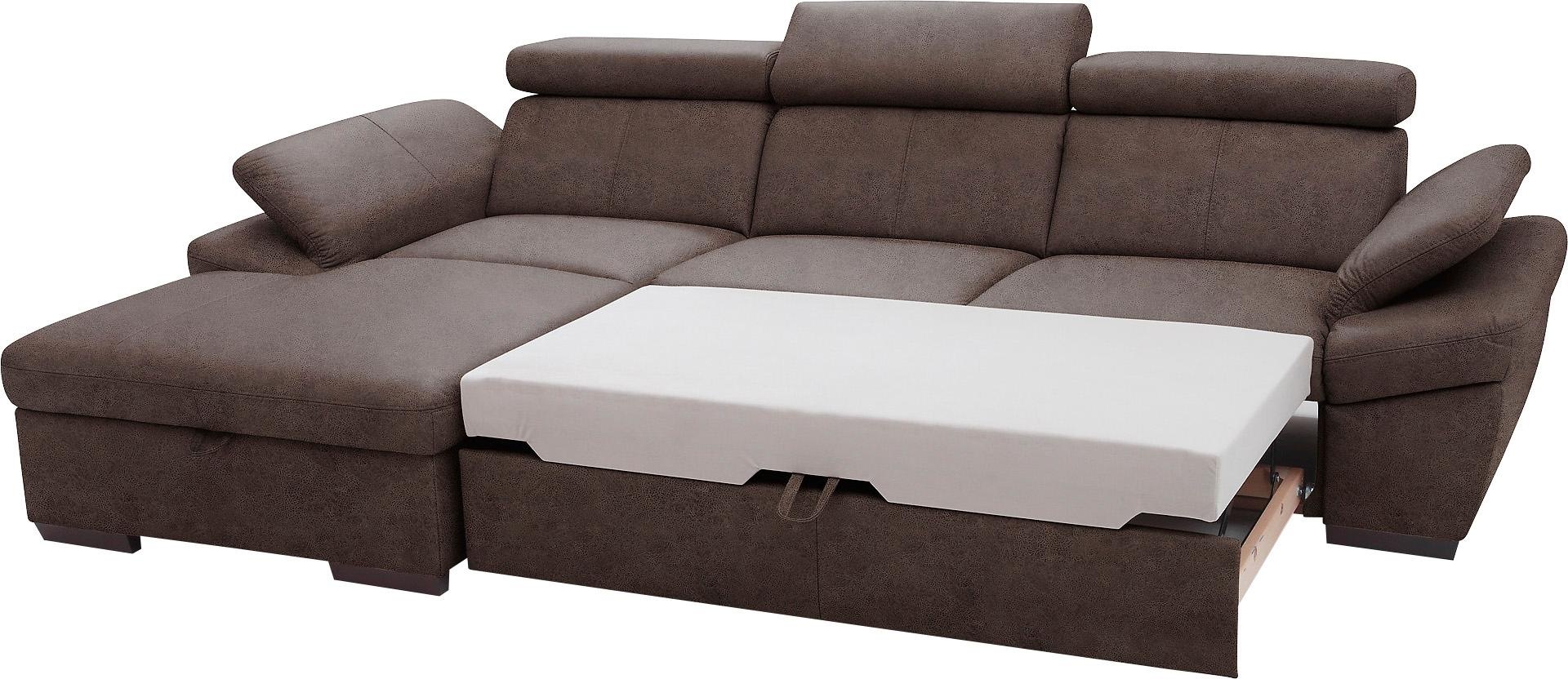 exxpo - sofa fashion Ecksofa »Salerno, klassisch modernes Funktionssofa, hoher Sitzkomfort, L-Form« inkl. Kopf- und Armteilverstellung, wahlweise mit Bettfunktion