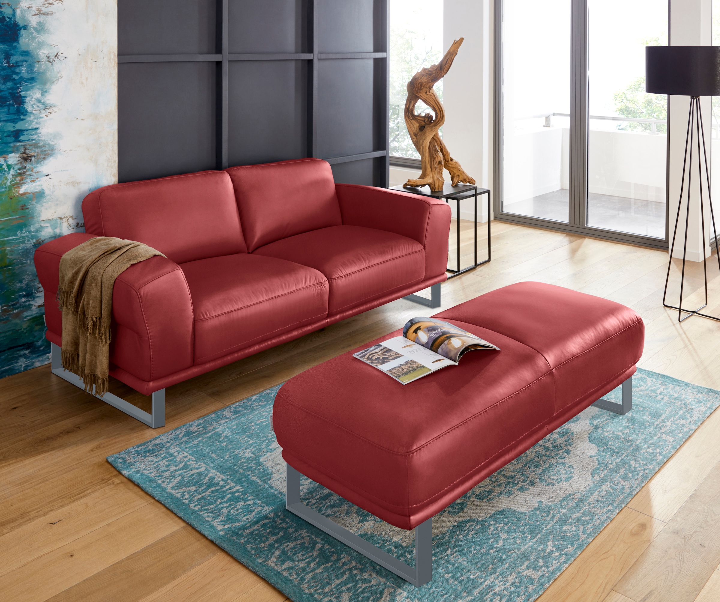 W.SCHILLIG Hocker »montanaa« mit Metallkufen in Silber matt, Breite 141 cm