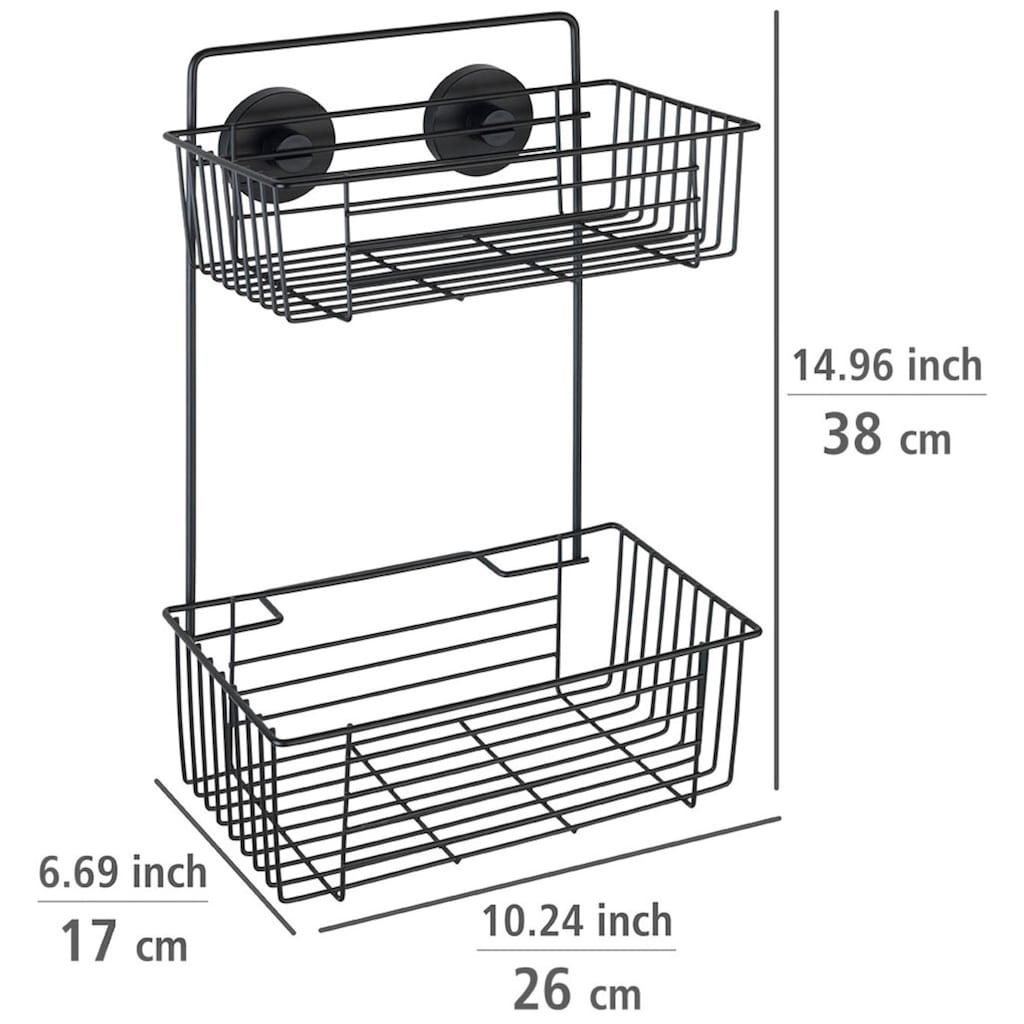 WENKO Duschregal »Vacuum-Loc® Wandregal 2 Etagen Bari Schwarz«