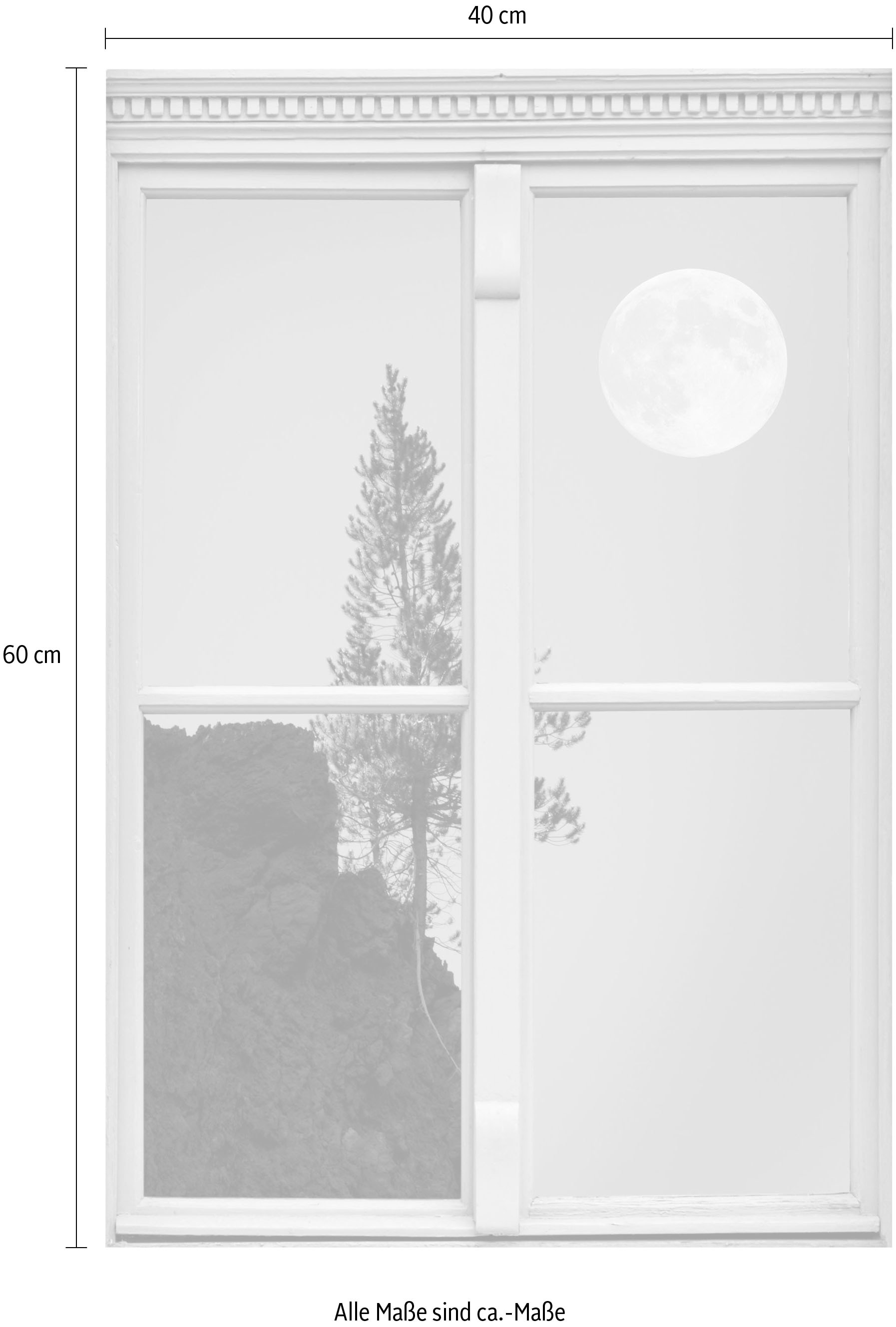 queence Wandsticker »Vollmond«, Wandsticker, Wandbild, selbstklebend, 3D, Fenster