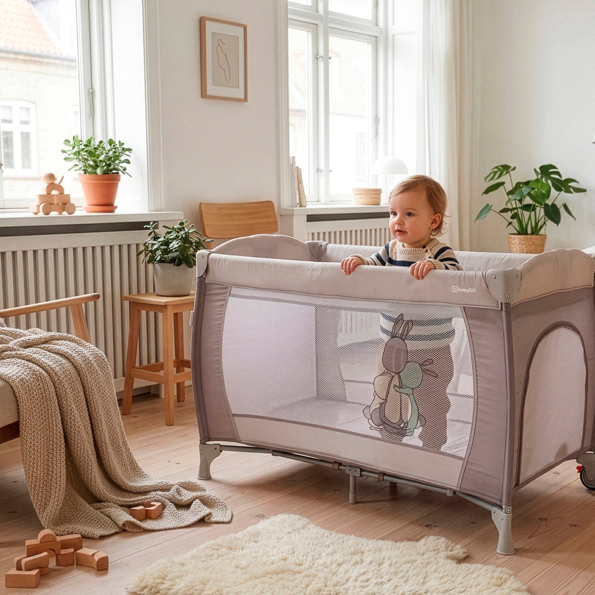 BabyGo Baby-Reisebett »Sleeper Deluxe, black« mit Musik-Mobile