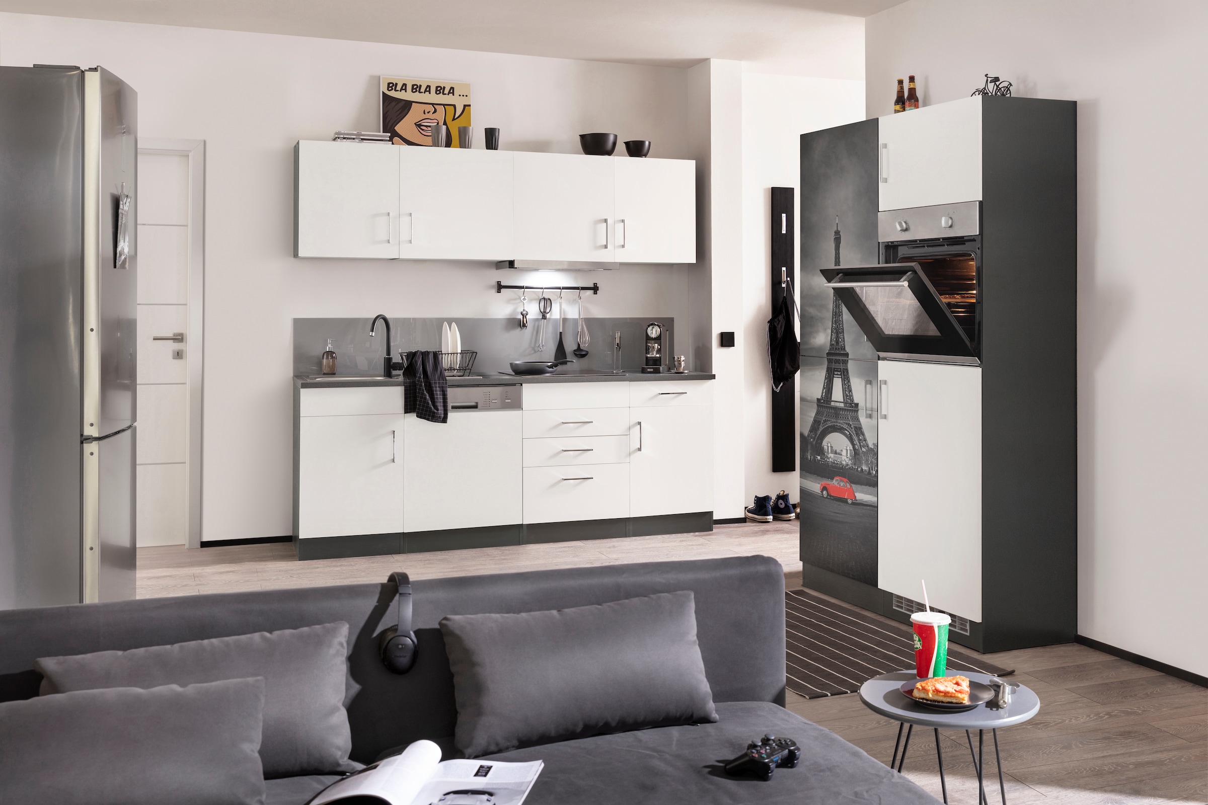 KOCHSTATION Küchenzeile »KS-Paris«, mit E-Geräten, Breite 340 cm, wahlweise mit Induktionskochfeld