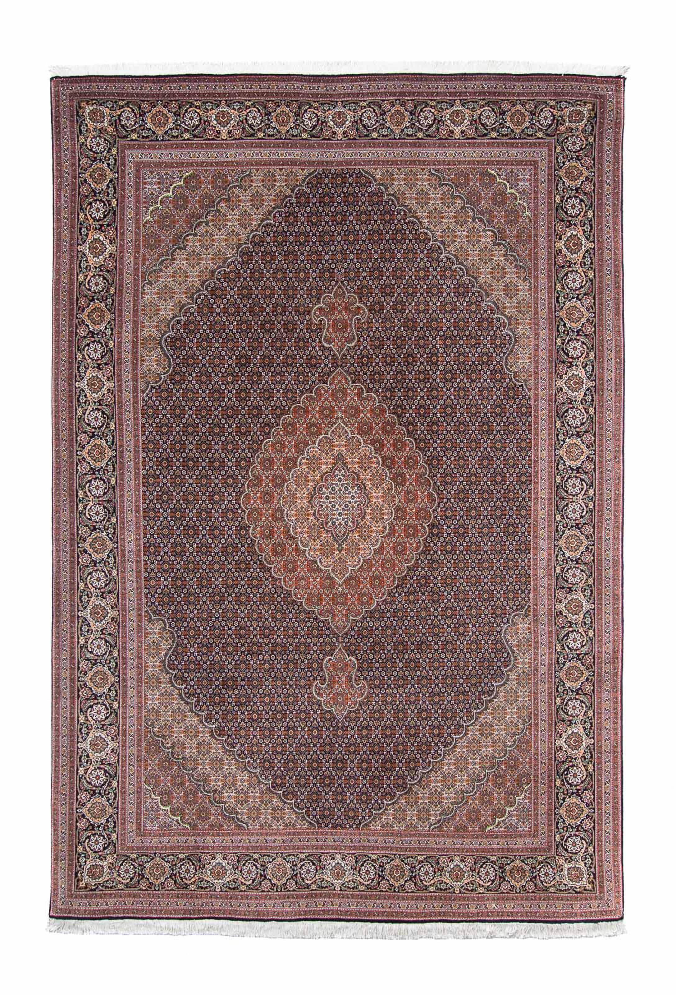 morgenland Orientteppich »Perser - Täbriz - 298 x 198 cm - dunkelblau«, rechteckig, Wohnzimmer, Handgeknüpft, Einzelstück mit Zertifikat