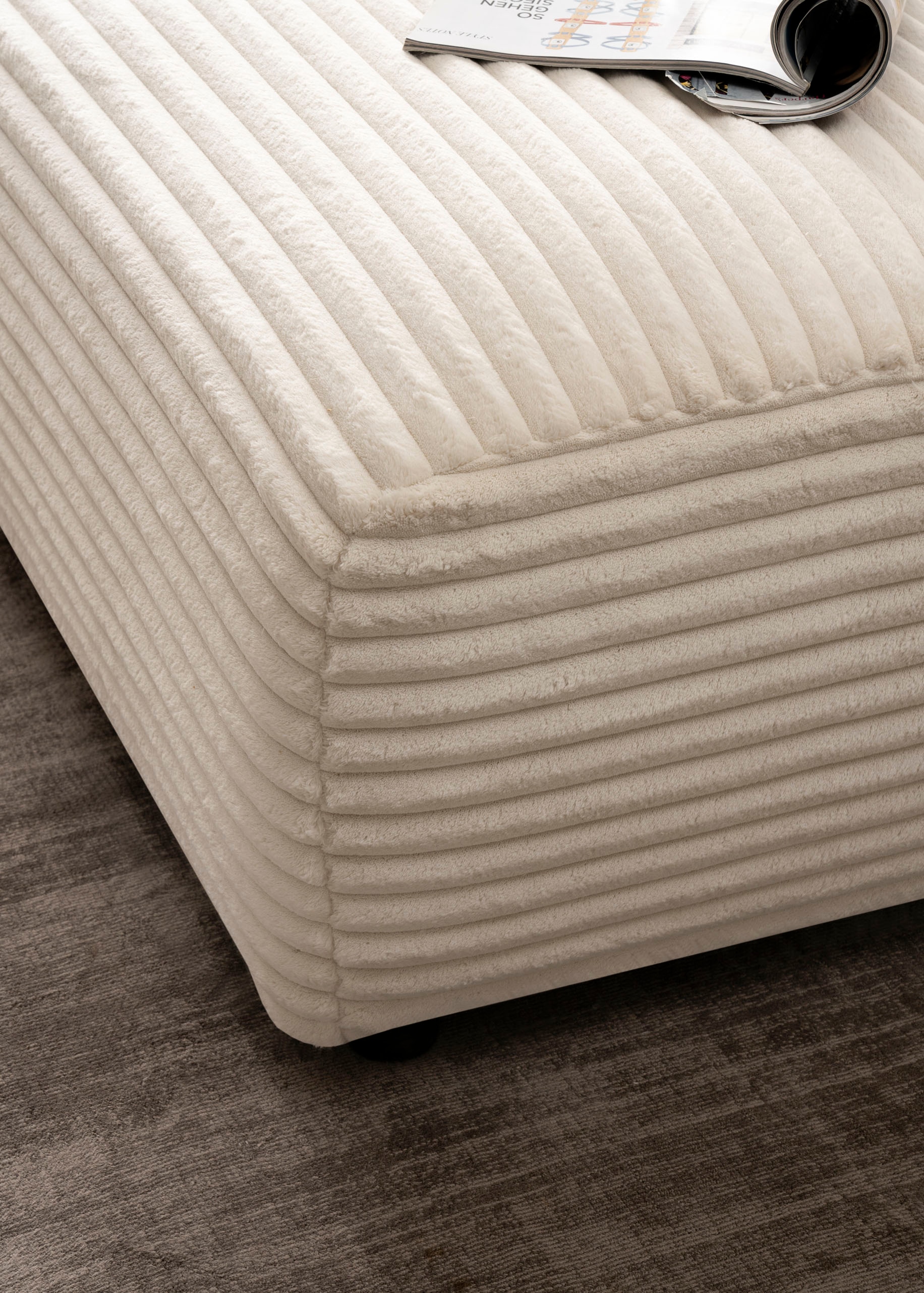 andas Ecksofa »BAKELS, L-Form in Cord oder Boucle-Stoff, moderne Couch«, wahlweise Recamiere rechts/links, bequemer Sitzkomfort