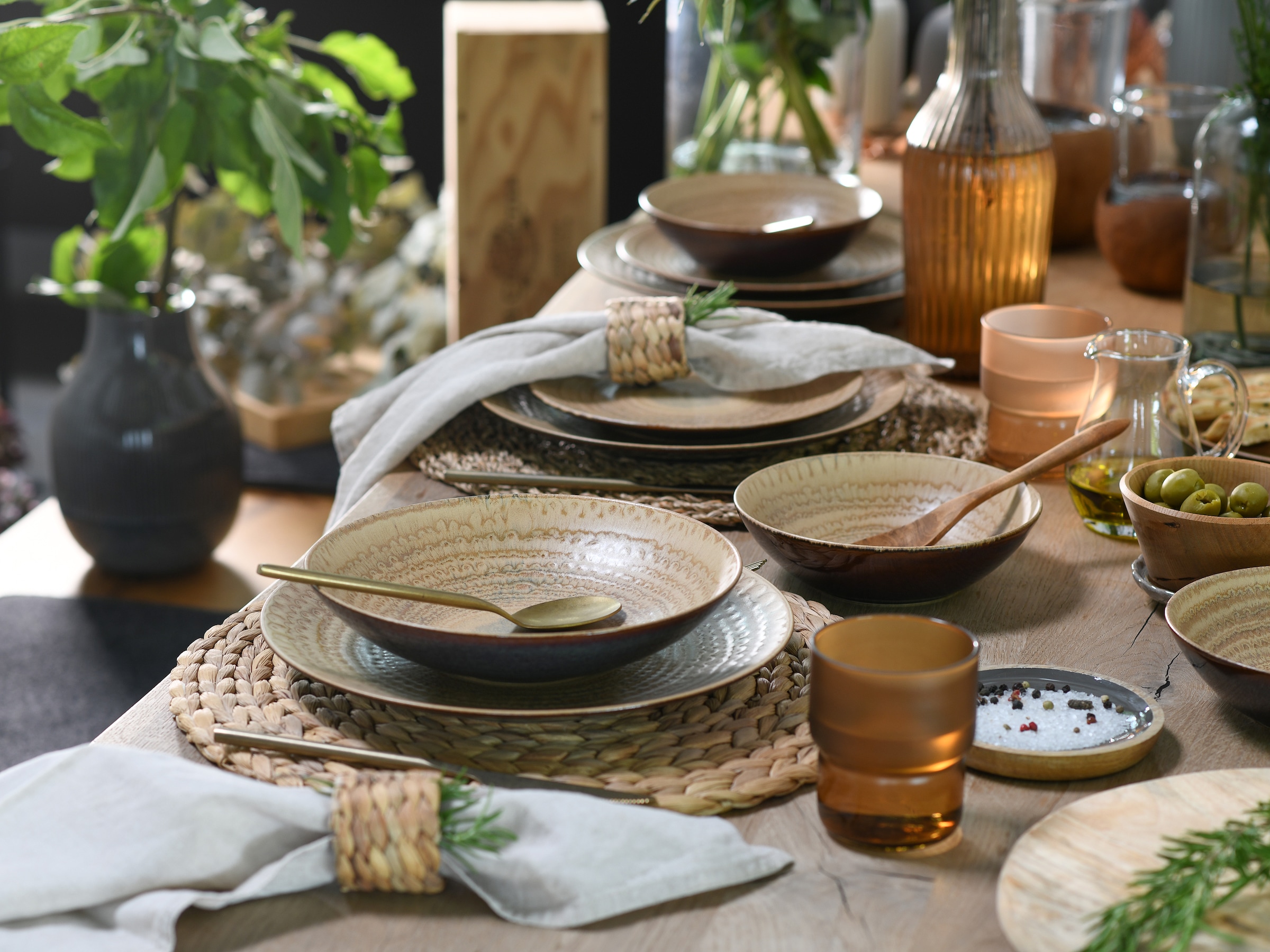 CreaTable Teller-Set »Neapel, Service 16-tlg.« Teller Set, Edles Tellerset, Vulkanoptik