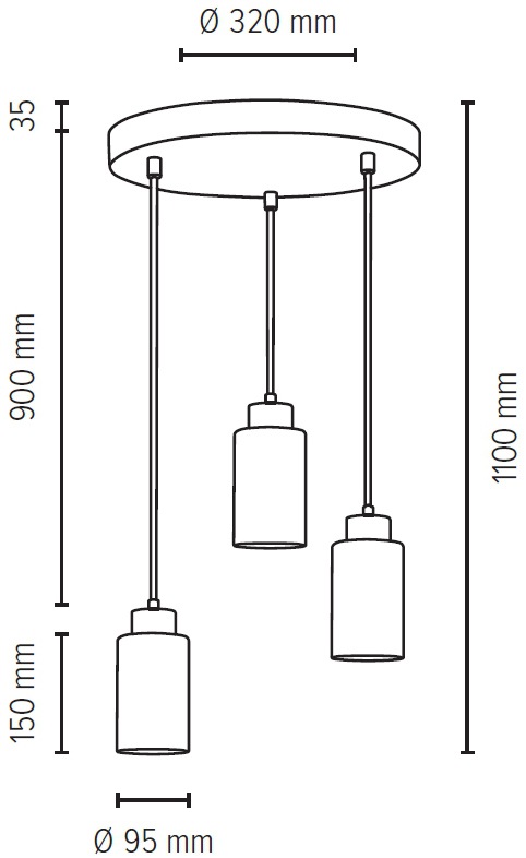 SPOT Light Pendelleuchte »KARLA«, 3 flammig, Leuchtmittel E27 | ohne Leuchtmittel, Hängeleuchte, Lampenschirm aus hochwertigen Glas, Betonelemente