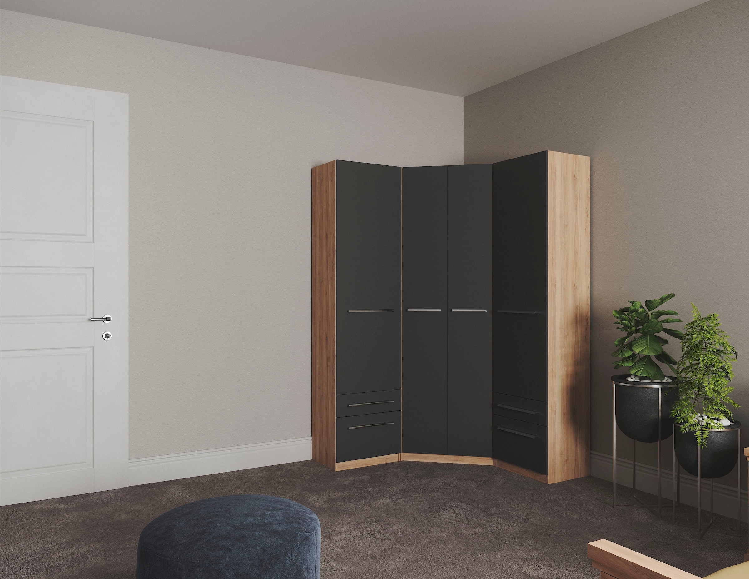 priess Eckkleiderschrank »Barcelona Kleiderschrank Ecklösung Raumwunder« in 2 Tiefen Schrank Eckschrank Garderobe