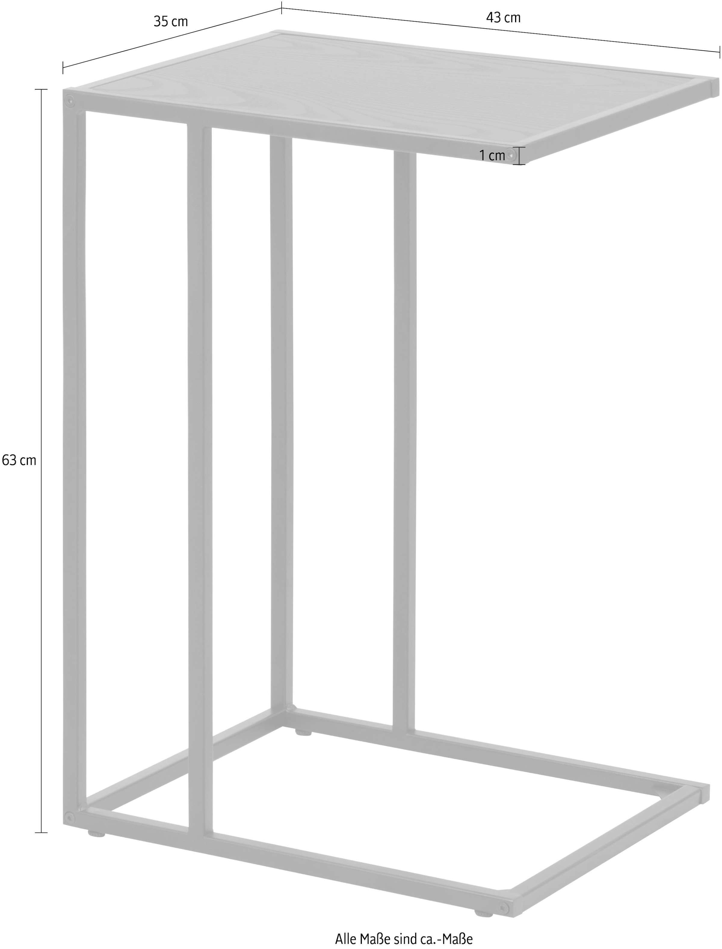 ACTONA GROUP Beistelltisch, mit schmalen Metallgestell im modernen Industrie-Look, Höhe 63 cm