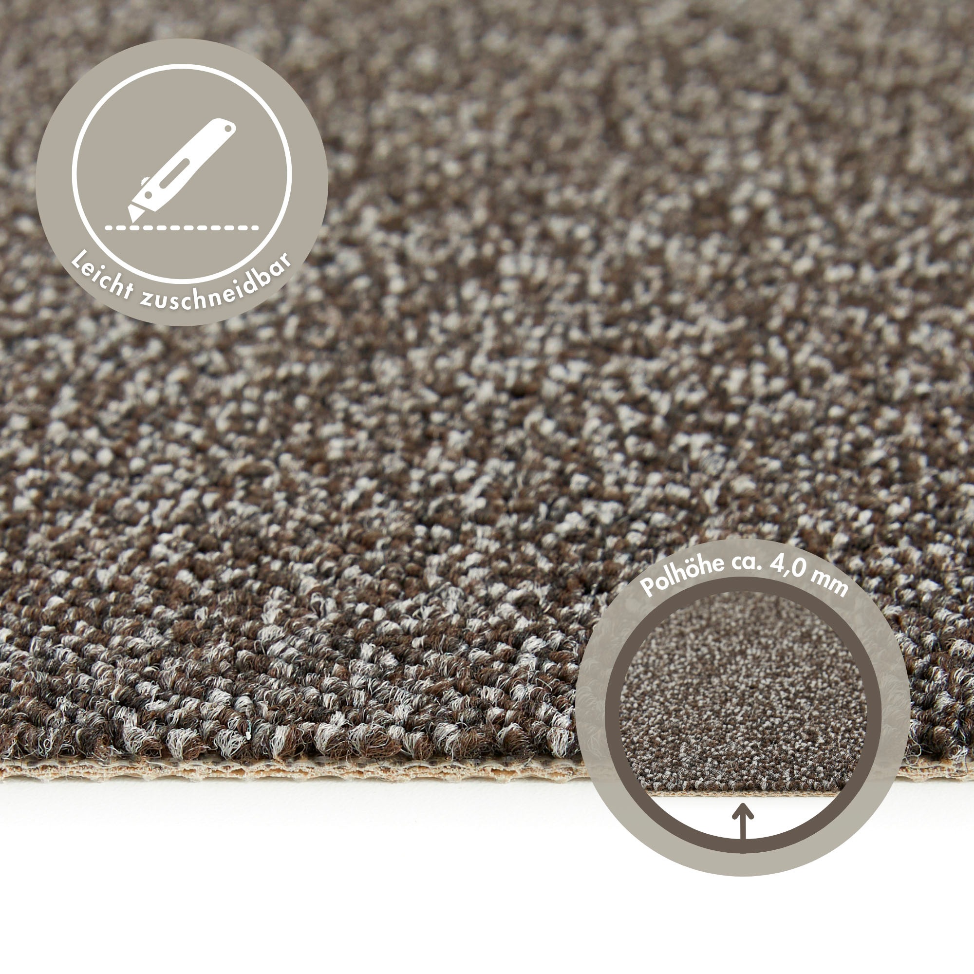 Andiamo Teppichboden »Matz, Schlinge, Made in Belgium«, rechteckig, 6 mm Höhe, meliert, Breite 400 cm oder 500 cm, strapazierfähig & pflegeleicht