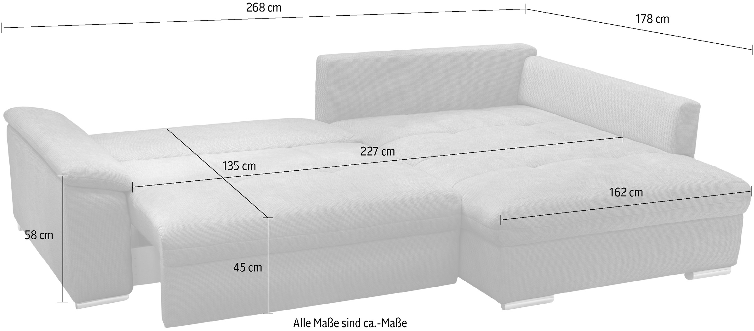exxpo - sofa fashion Ecksofa »Casa Grande inkl. Bettfunktion, Bettkasten, OTTOs Choice, bequem«, L-Form, guter Sitzkomfort, große Liegefläche