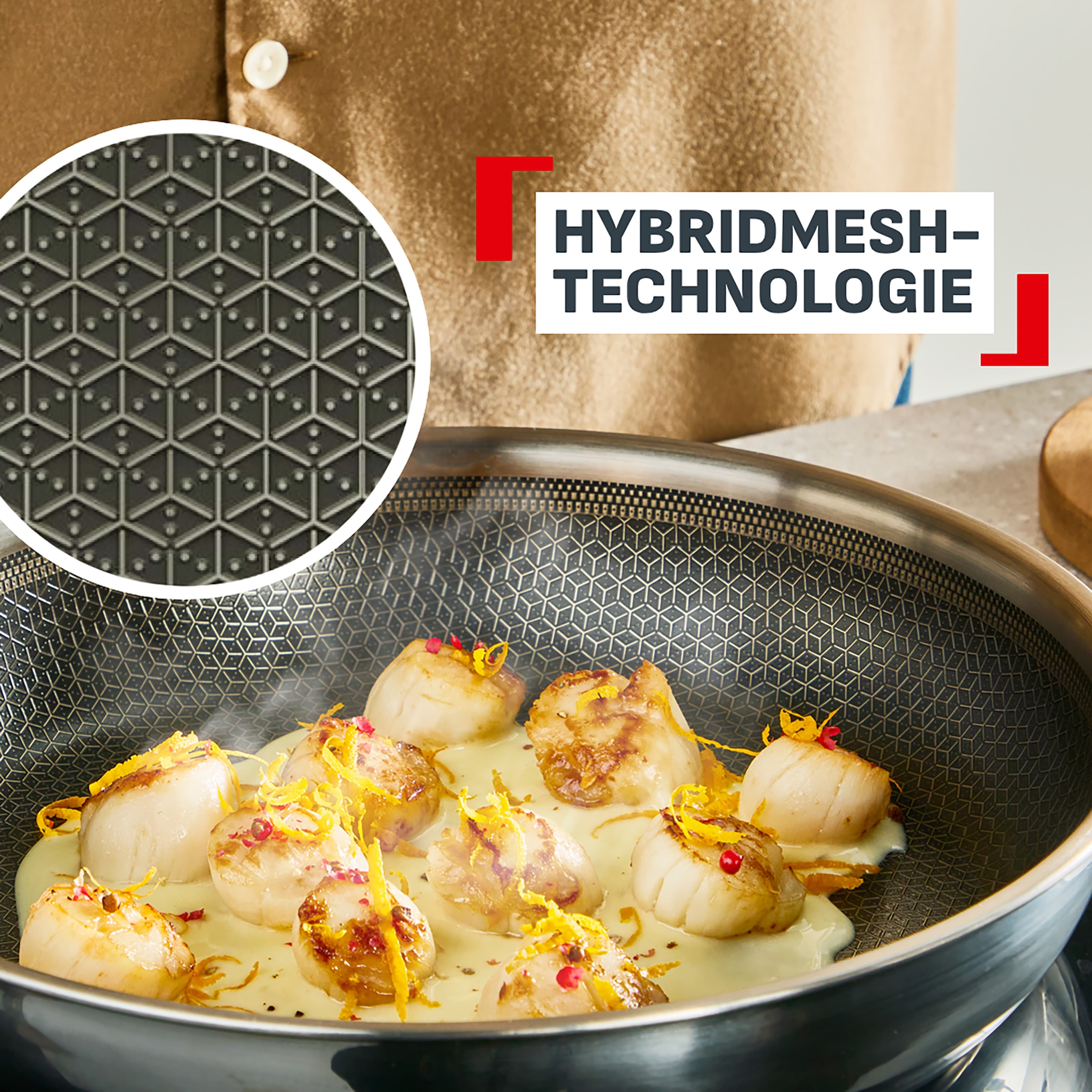 Tefal Pfannen-Set »Master Mesh« Edelstahl 18/10 Set, 2 tlg. HybridMesh-Technologie, ultimatives Anbraten, tiefe Form