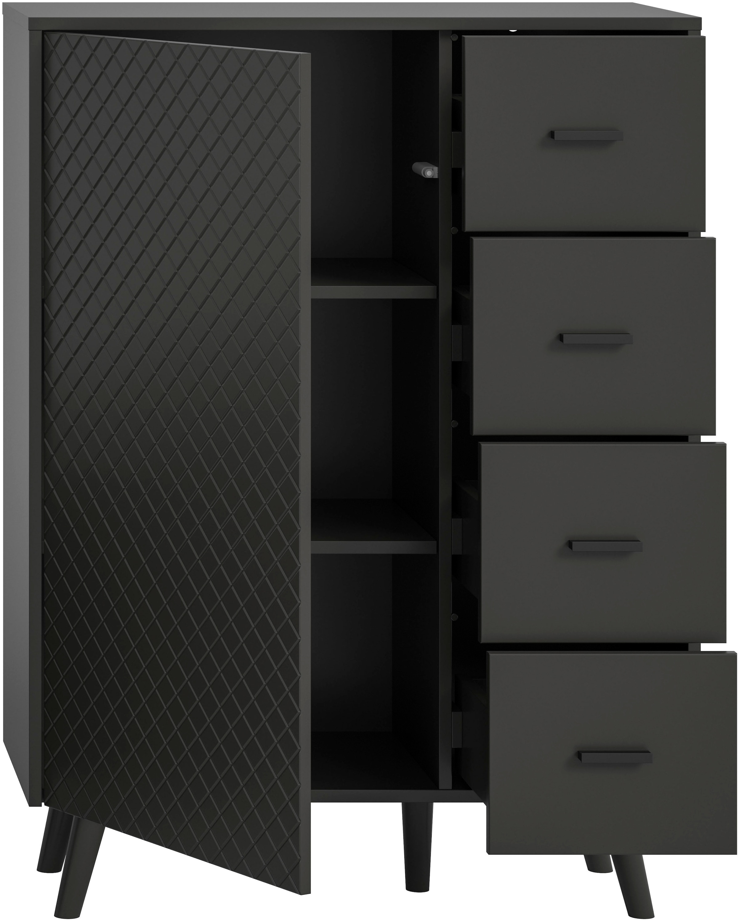 Home affaire Kommode »RHOMBUS,hochwertige MDF-Front mit Karo-Optik« 1 Stk. tlg. Kommode, Anrichte, Wohnzimmer, Esszimmer