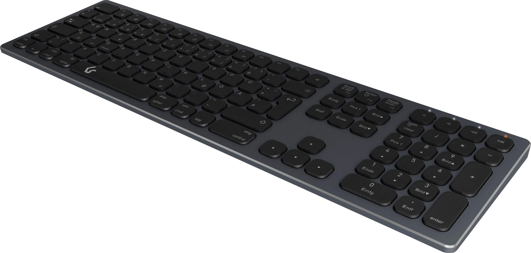 ICY BOX Wireless-Tastatur »ICY BOX Full-Size Aluminium DE Layout«, Bluetooth & RF