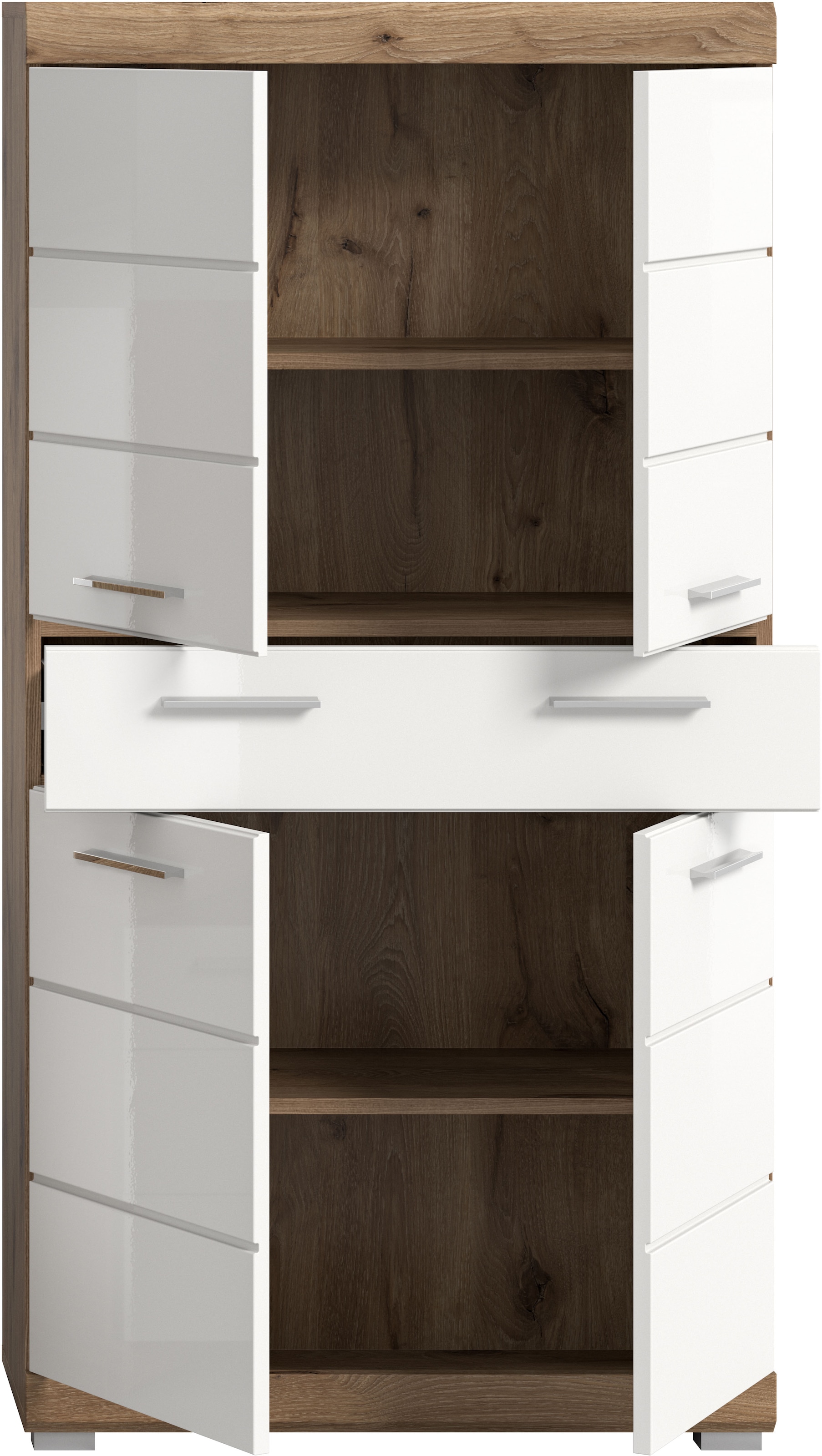 welltime Midischrank »SIENA, Breite 74cm, 4 Türen, 1 Schubkasten, 4 Fächer, MDF-Front« TOPSELLER!,  in verschiedenen Farben erhältlich, Badmöbel, Badschrank, Schrank, Bad
