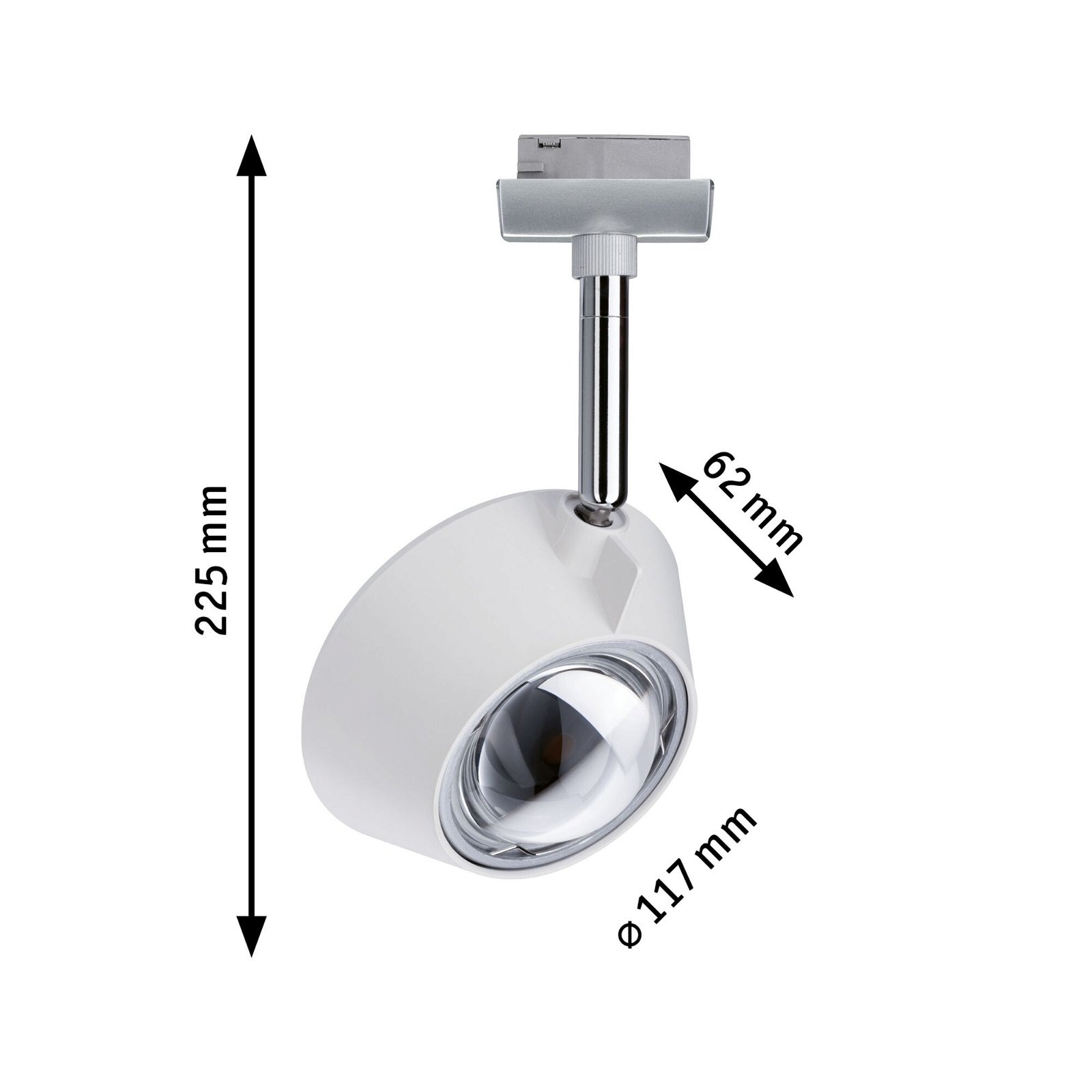 Paulmann Schienensystem-Leuchten »URail Schienenspot Sabik Einzelspot 2700K 230V Weiß matt, Chrom matt« LED-Modul 1 Stk. Warmweiß dimmbar 800lm/390lm 9W