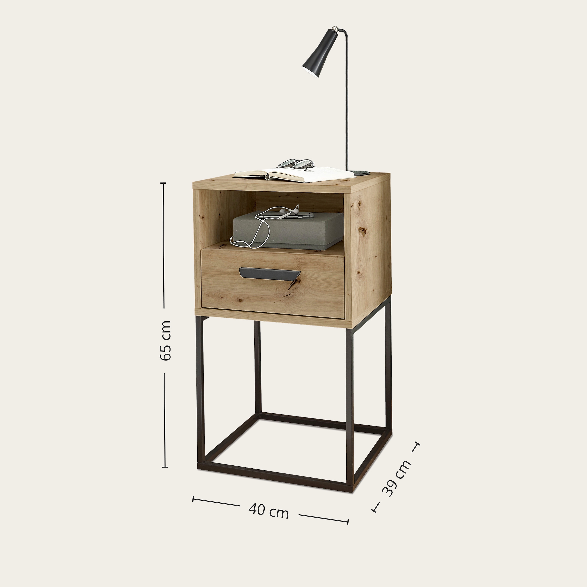 Schlafkontor Nachtkommode »Cudro Nachttisch auf Fußgestell« mit einem offenen Fach für schnellen Zugriff