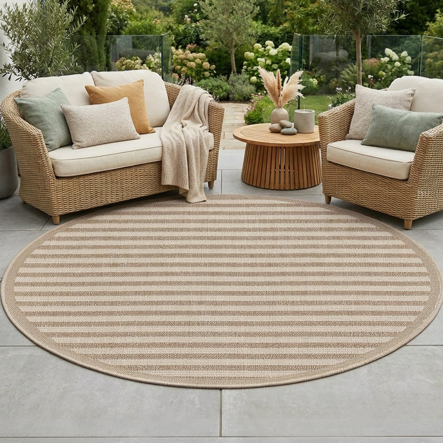 Carpet City Outdoorteppich »Outdoor 102 ,  auch in rund« rund 5 mm Höhe Witterungsbeständig für Balkon, Terrasse, In und Outdoor, Sisal Optik