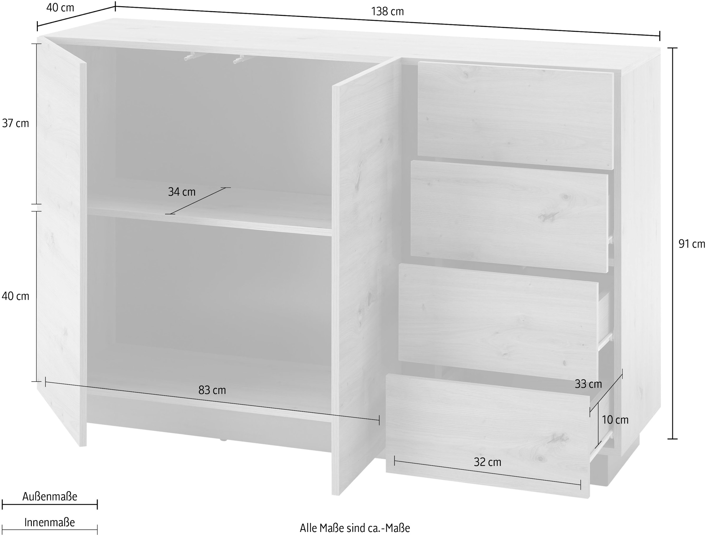 INOSIGN Sideboard »CLAiR Sideboard 53«, Breite 138 cm