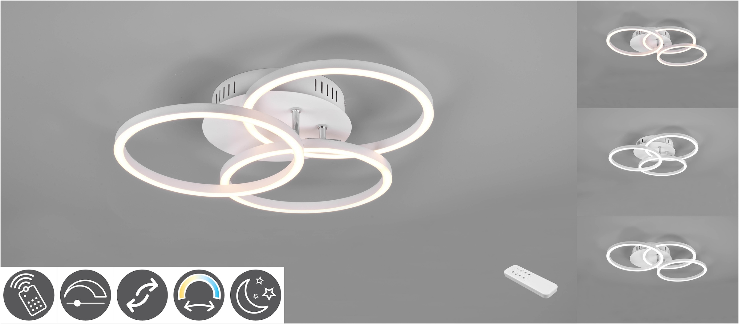 TRIO Leuchten LED Deckenleuchte »Circle«, 1 matt Deckenlampe / kaufen Jahren XXL inkl. Fernbedienung 3 mit schwenkbaren online Ringen Garantie | flammig-flammig, mit weiß
