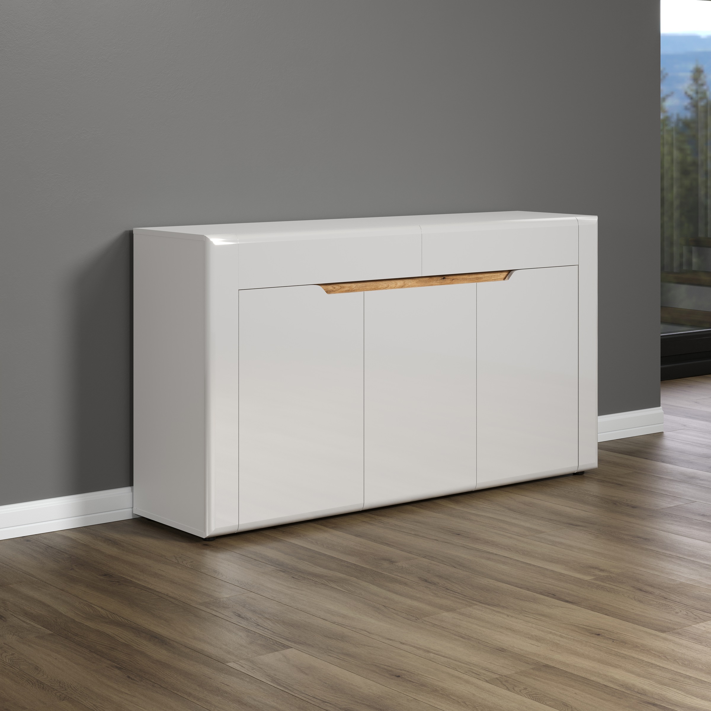 INOSIGN Sideboard »Graz«, (Packung, 1 St.), Maße aufgebaut (B/T/H in cm): 150/39/84 - Hochglanz Front