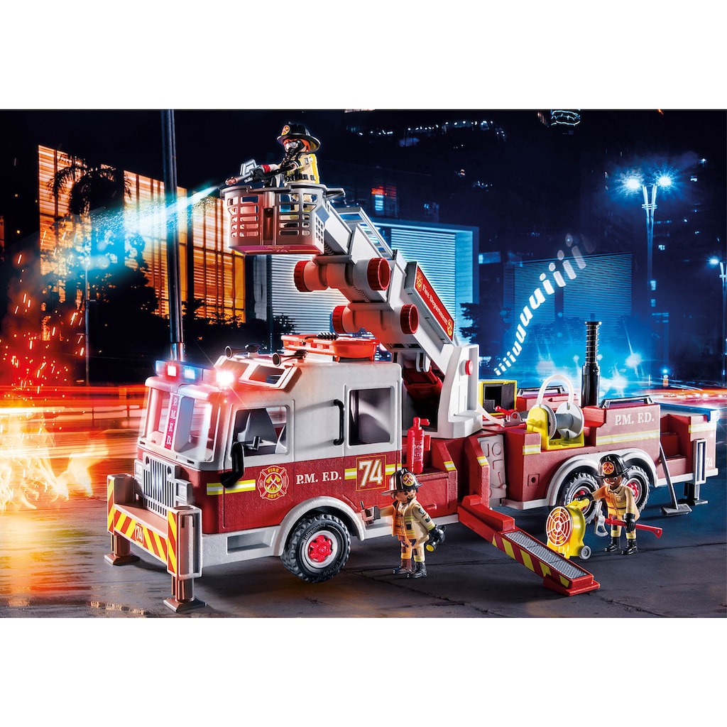 Playmobil® Konstruktions-Spielset »Feuerwehr-Fahrzeug: US Tower Ladder (70935), City Action«, (113 St.)