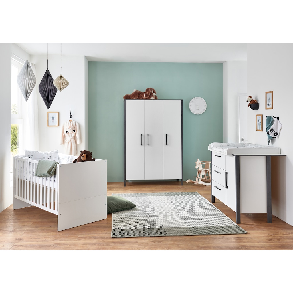 arthur berndt Babyzimmer-Komplettset »Liam«, (Set, 3 St., Kinderbett, Kleiderschrank, Wickelkommode)