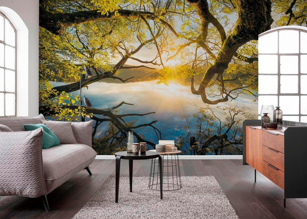 Komar Vliestapete »Digitaldruck Vlies - Golden Embrace - Größe 400 x 250 cm«, bedruckt, Wohnzimmer, Schlafzimmer