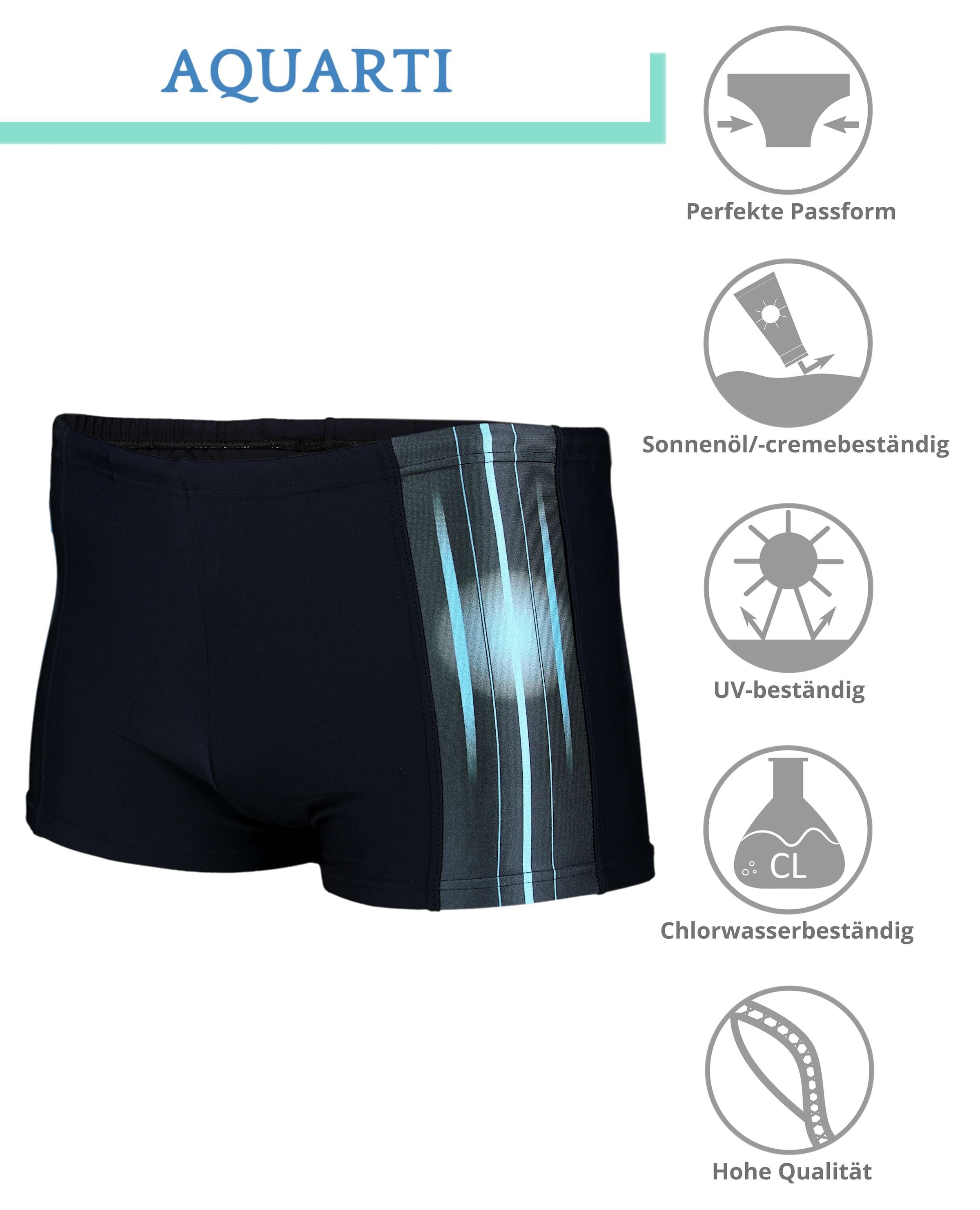 AQUARTI Badehose »Badehose Aquarti Herren Badehose Kurz Sportlich Streifen«