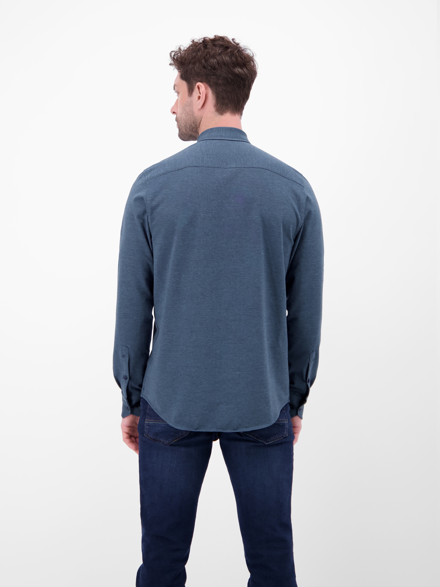 LERROS Langarmhemd »Jerseyhemd mit 2-Knopf-Manschette und Kentkragen«