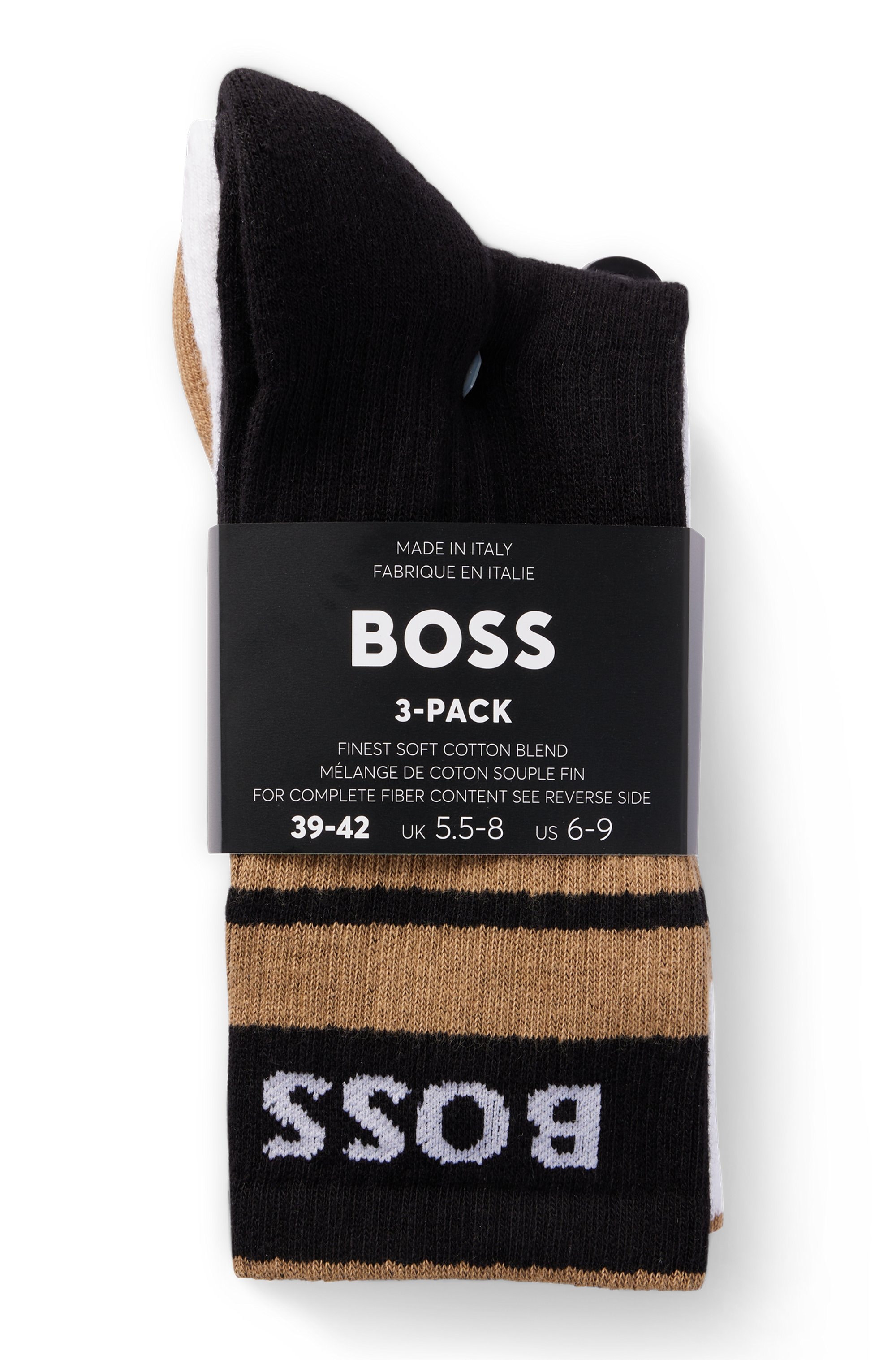 BOSS Freizeitsocken »3P QS Rib Stripe CC«, (Packung, 3 Paar), mit BOSS Logo