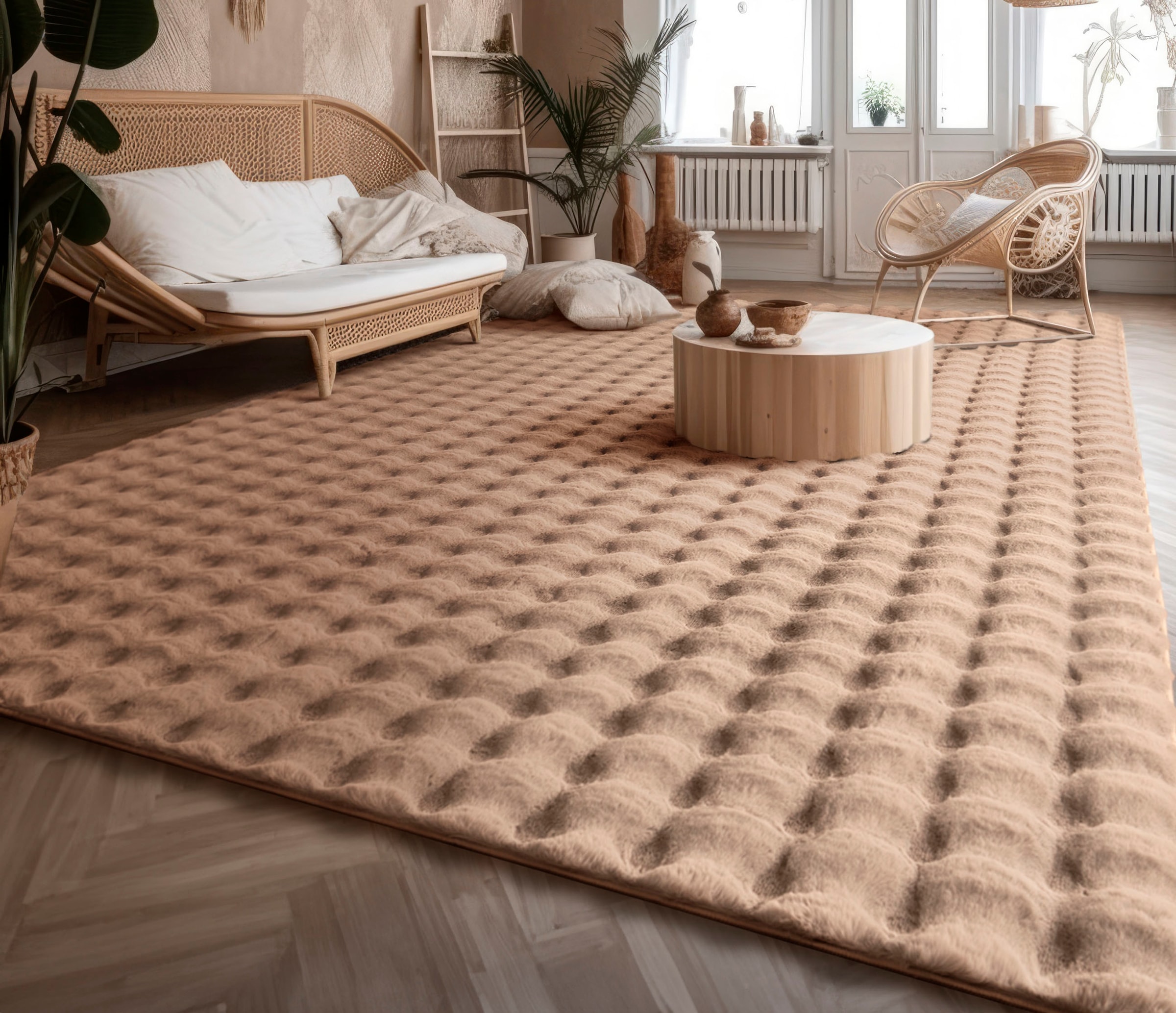 Paco Home Hochflor-Teppich »Arnheim 741«, rechteckig, 34 mm Höhe, Uni Farben, modernes Design, besonders weich, Hoch-Tief Effekt