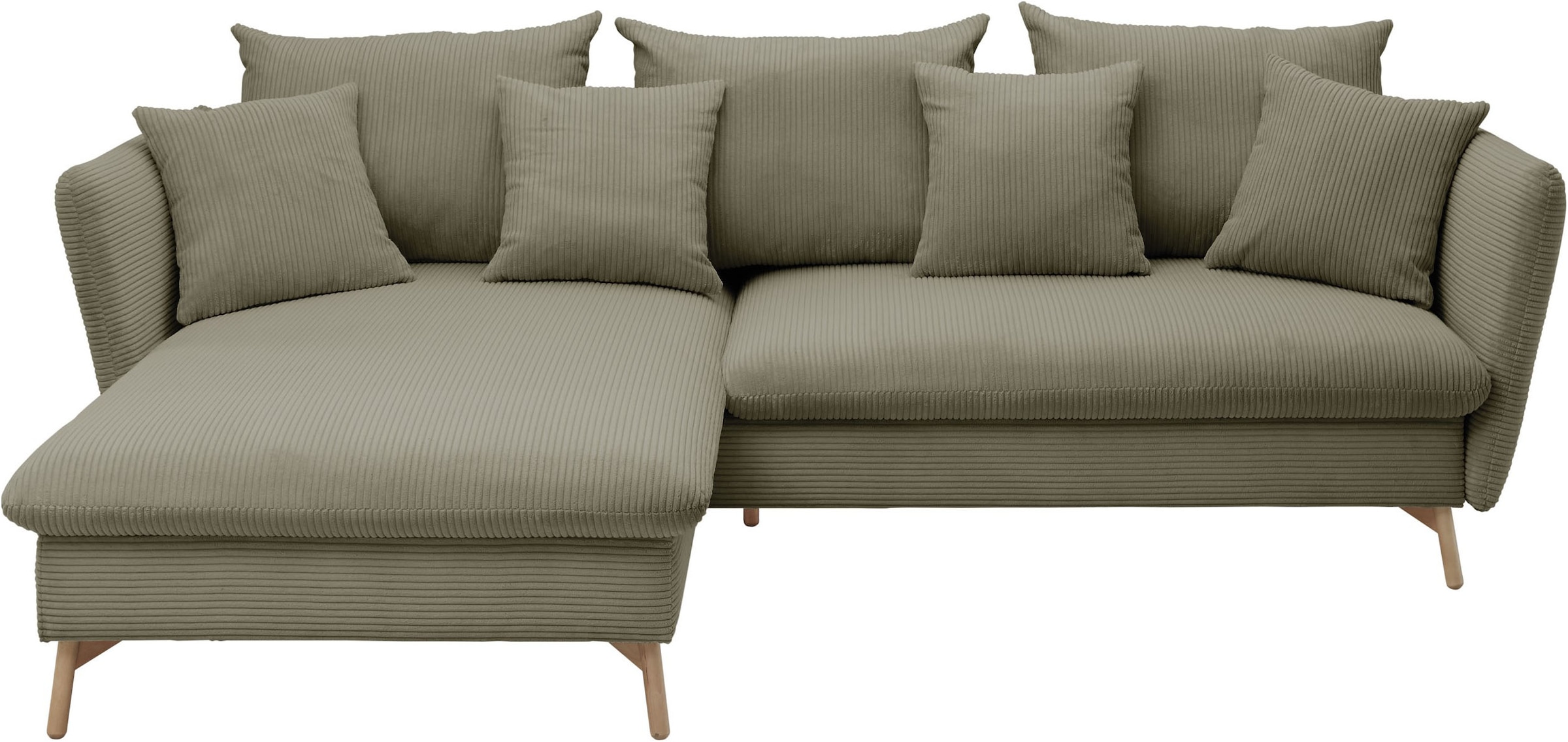 andas Ecksofa »MERLE, 258 cm, L-Form, traumhafter Cord,«, mit Bettfunktion und Bettkasten, Liegefläche 224 x 139