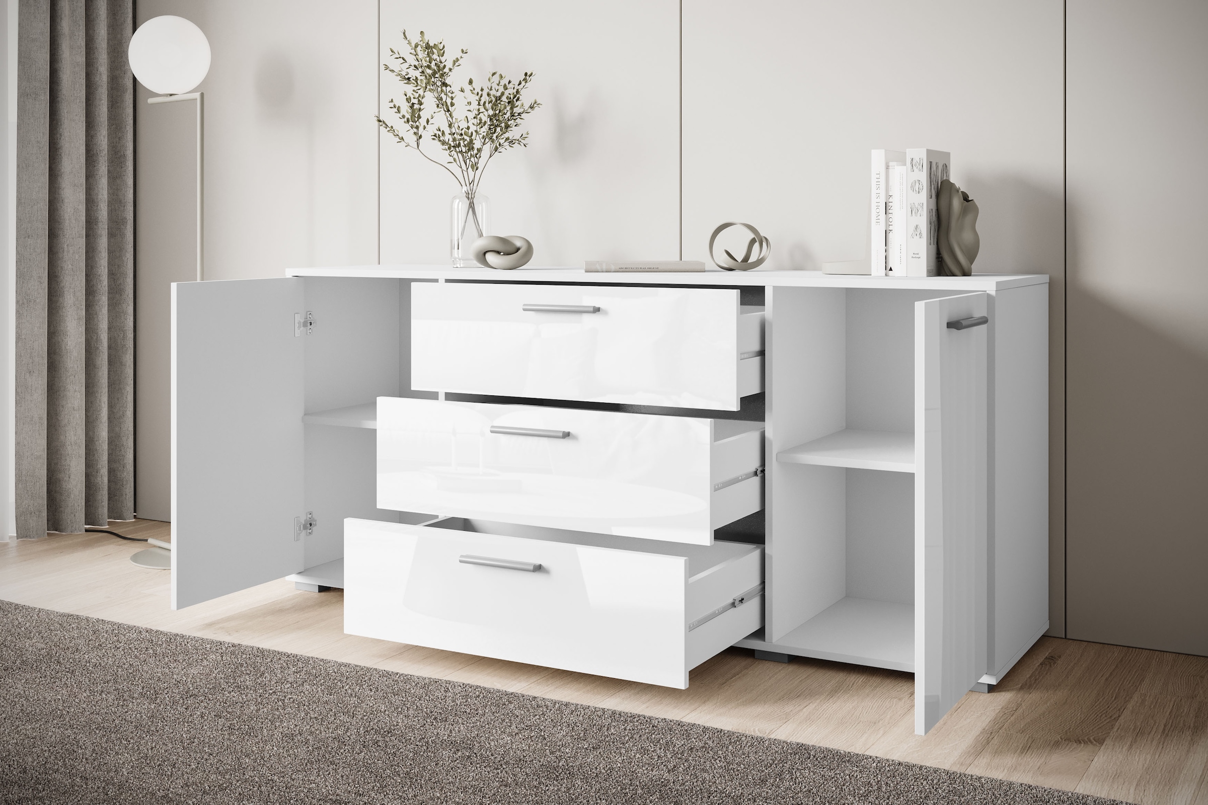 INOSIGN Sideboard »BOGOTA«, moderne Kommode, Schubladenschrank mit verstellbaren Einlegeböden