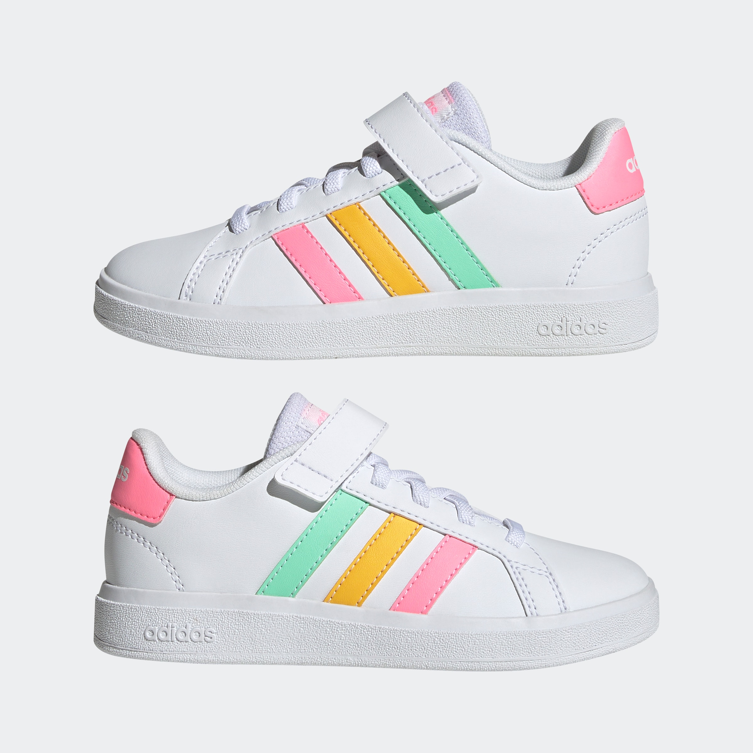 adidas Sportswear Klettschuh »GRAND COURT COURT ELASTIC LACE AND TOP STRAP«, Design auf den Spuren des adidas Superstar