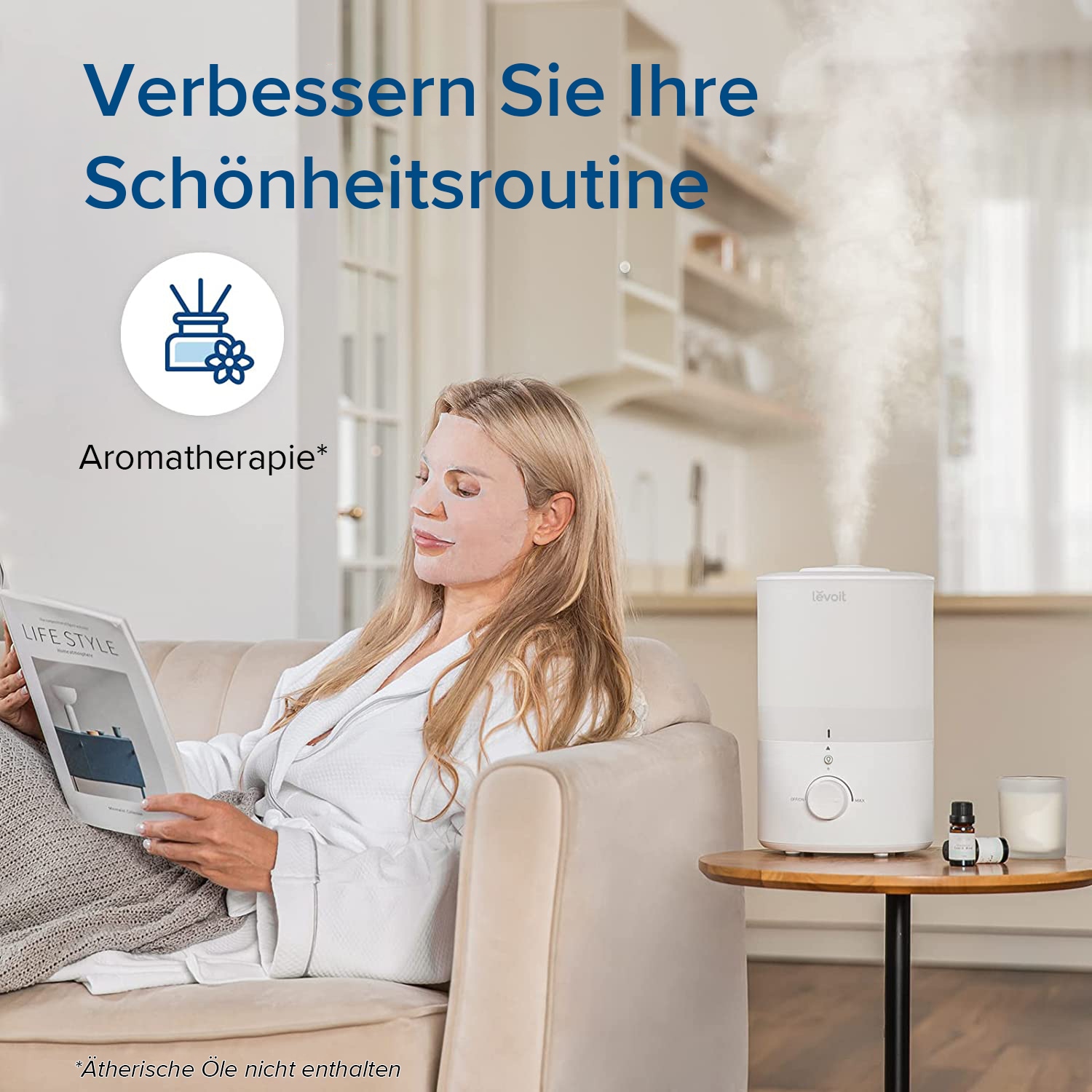 Levoit Kombigerät Luftbefeuchter und -reiniger »Dual 150 Ultrasonic Cool Mist Humidifier« für 27 qm Räume Top-Fill, 3 l, mit Nachtlicht, 25 Std. Laufzeit, spülmaschinenfest