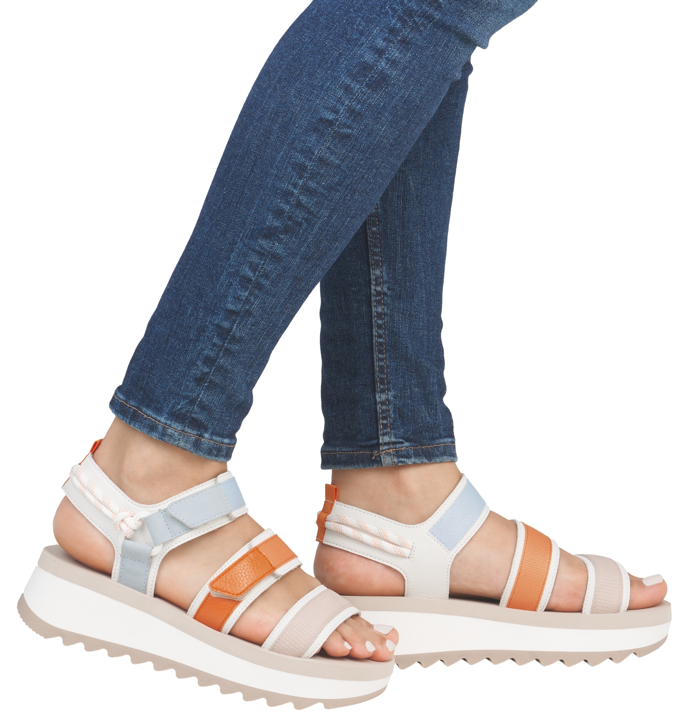 RIEKER Sport Plateausandale »Adelaide«, Sommerschuh, Outdoorsandale, Sandalette mit Klettverschlüsse