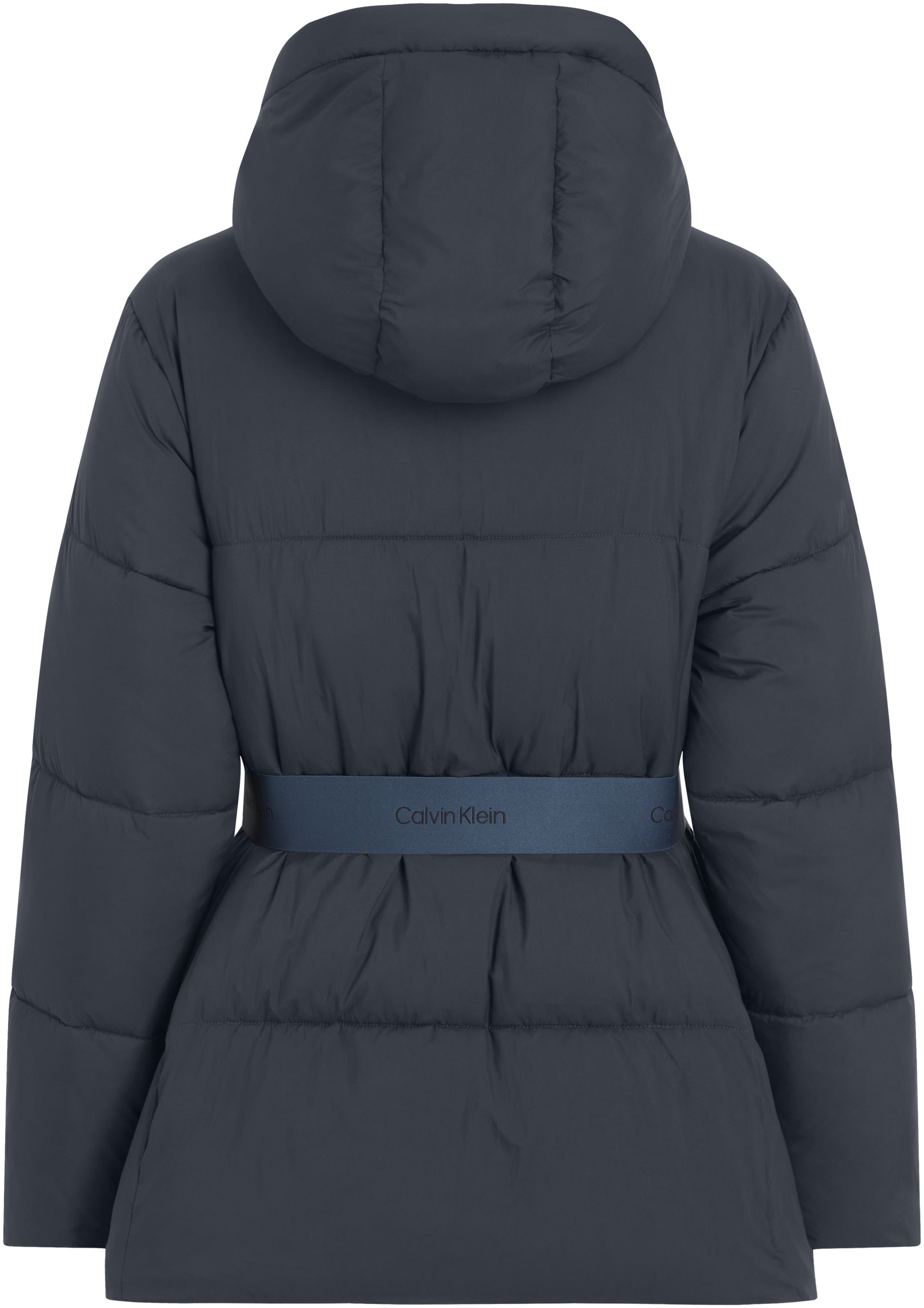 Calvin Klein Jeans Steppjacke »LOGO BELT SHORT PUFFER«, mit Kapuze, mit Gürtel